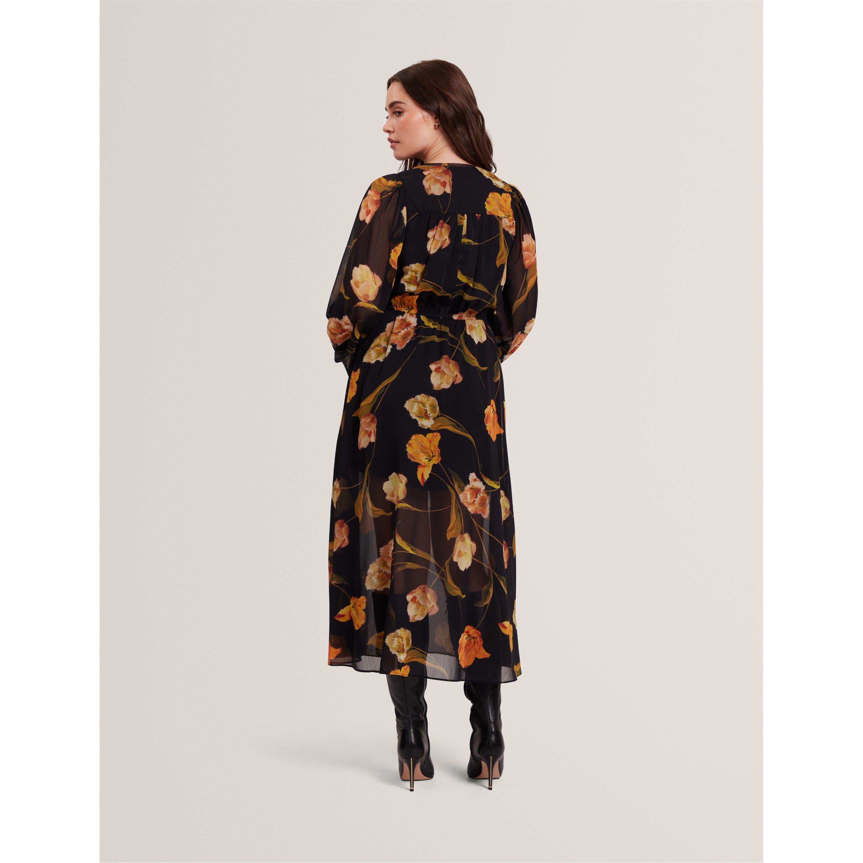 Black - Ted Baker - Women's Plain Midi Tea Dress - 4