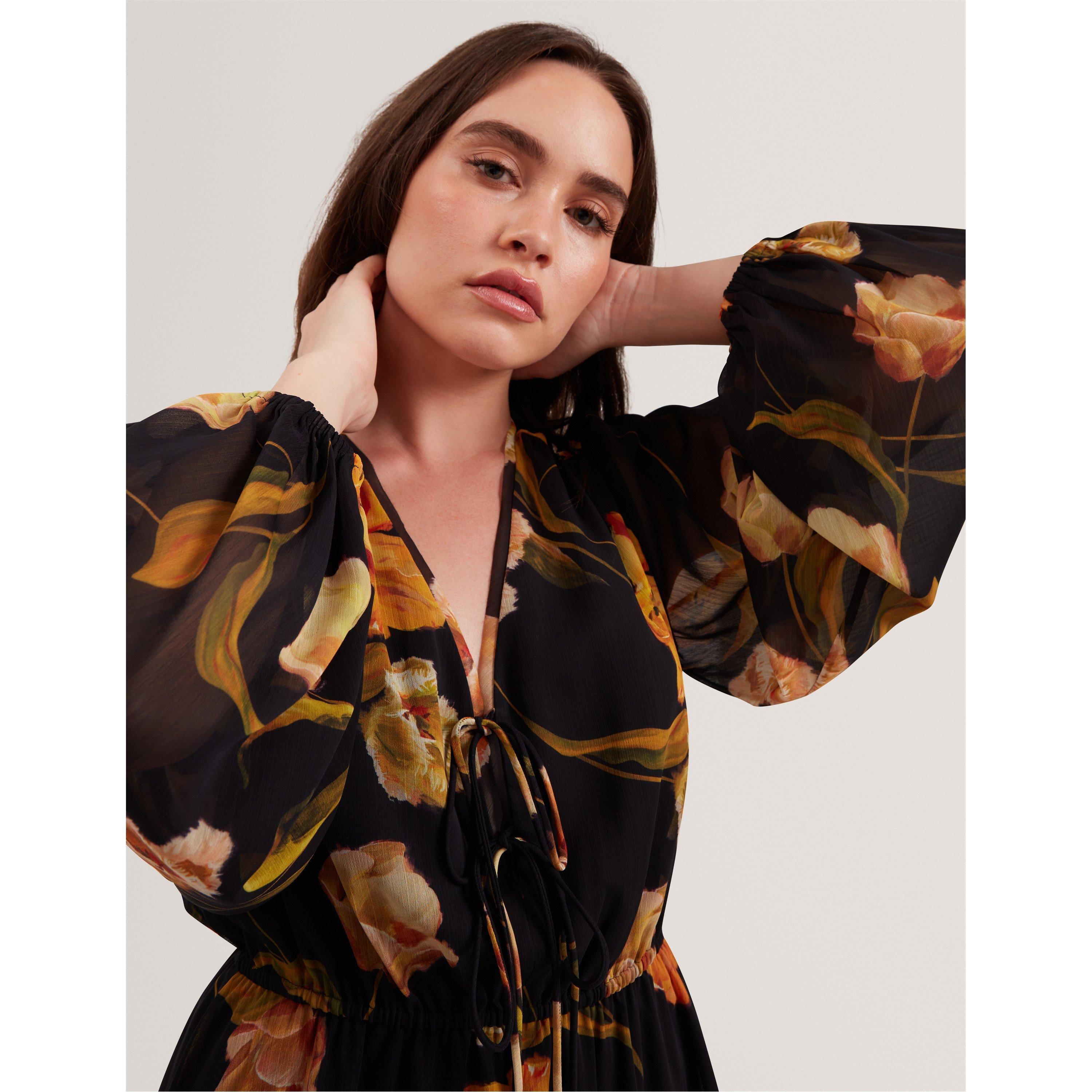 Black - Ted Baker - Women's Plain Midi Tea Dress - 5