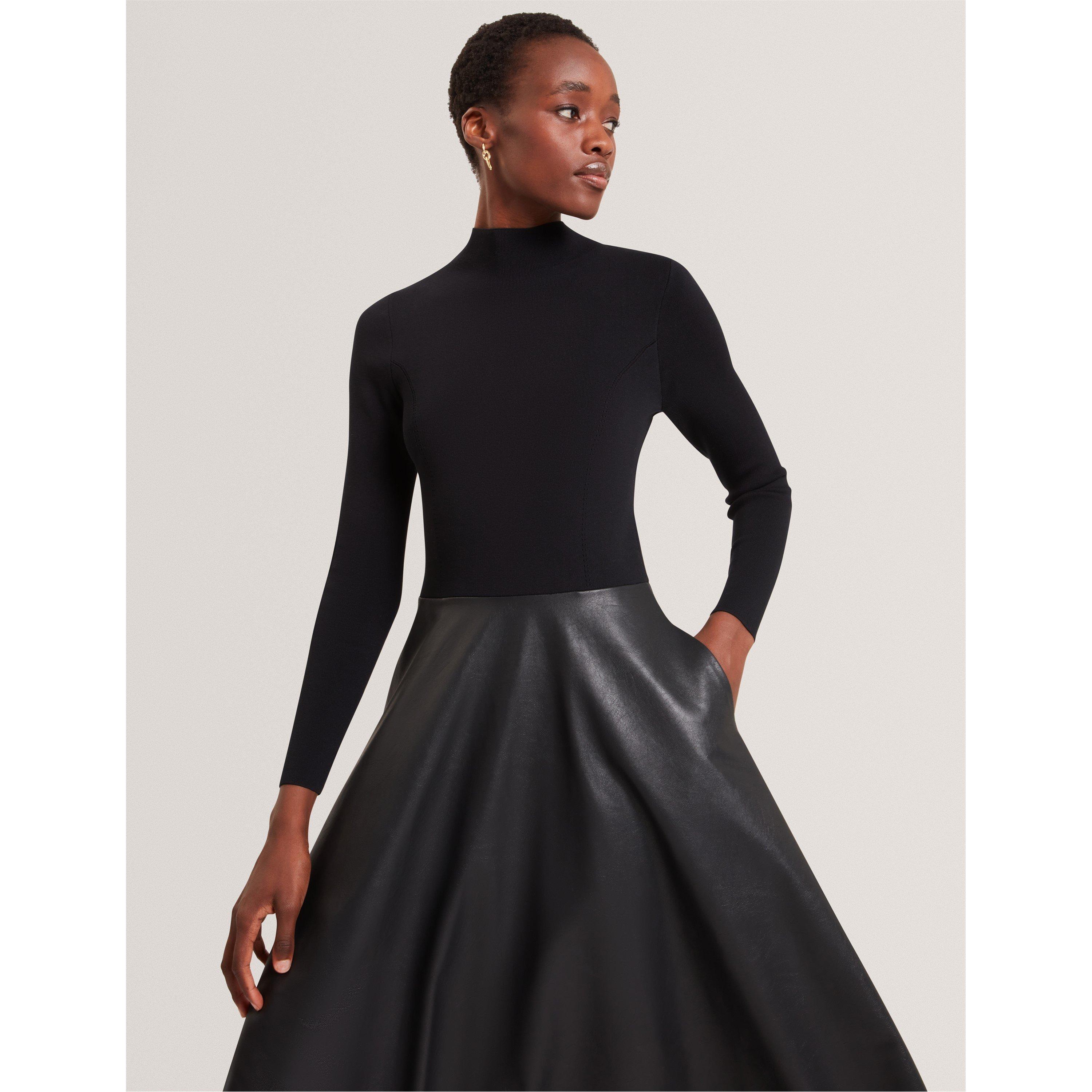 Schwarz - Ted Baker - Women's Faux Midi A-Line Dress - 4