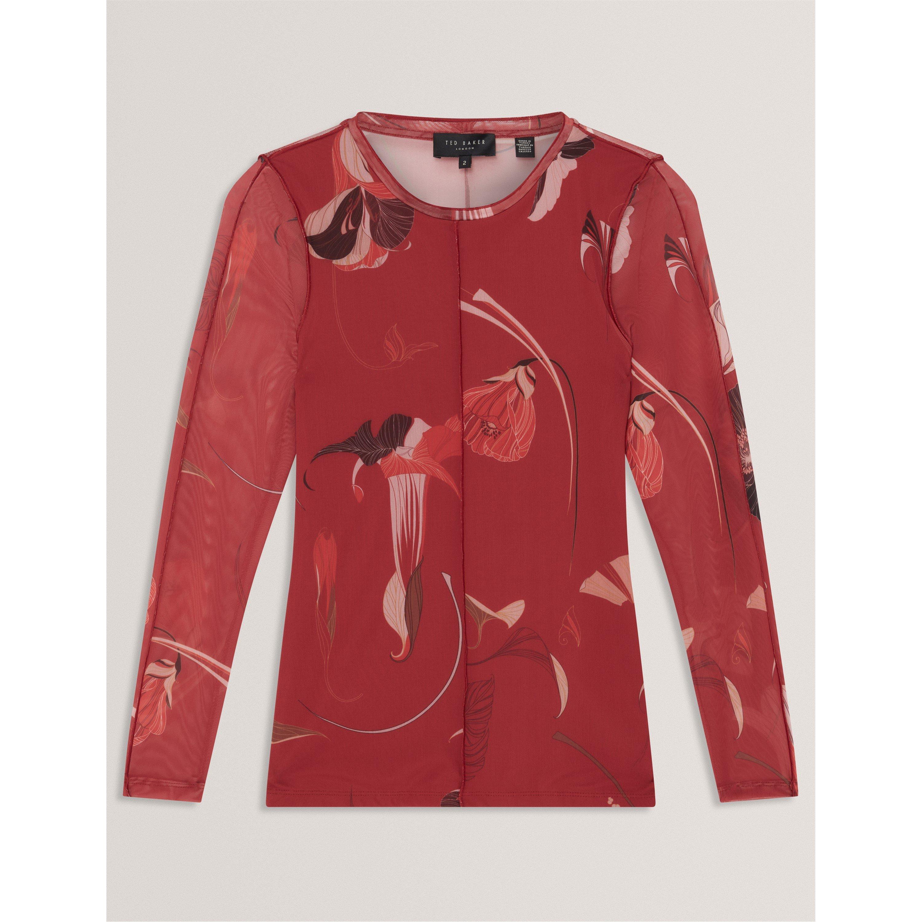 Red - Ted Baker - Women's Fitted Mesh T-Shirt - 1