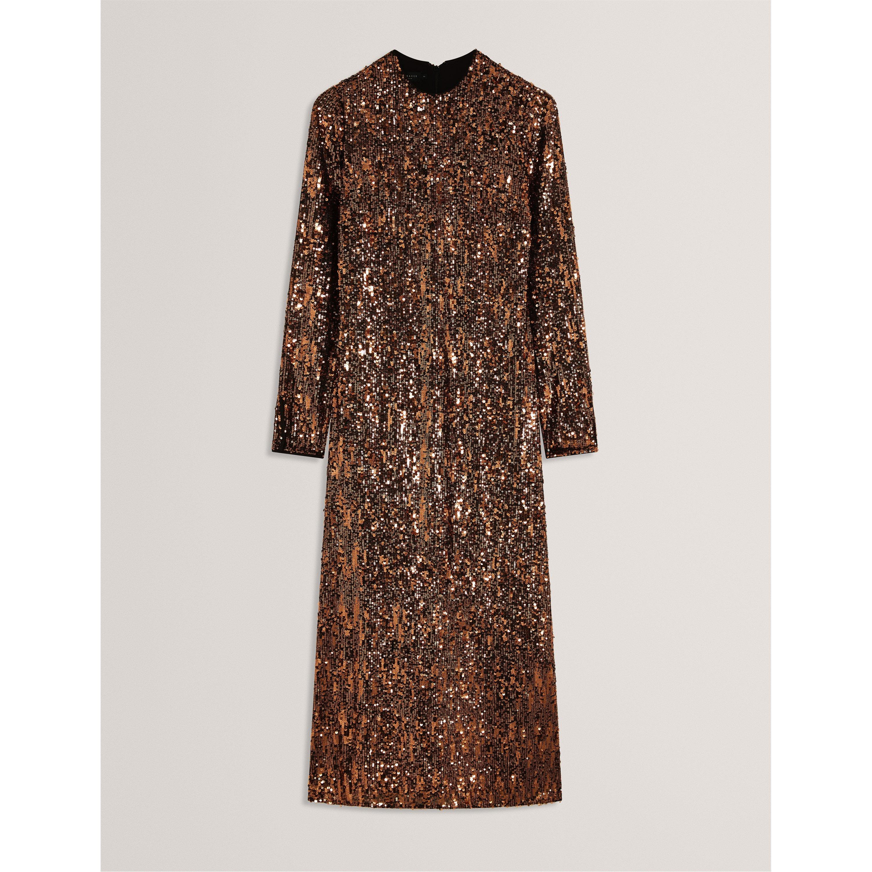 Natural - Ted Baker - Women's Sequinned Bodycon Dress - 1