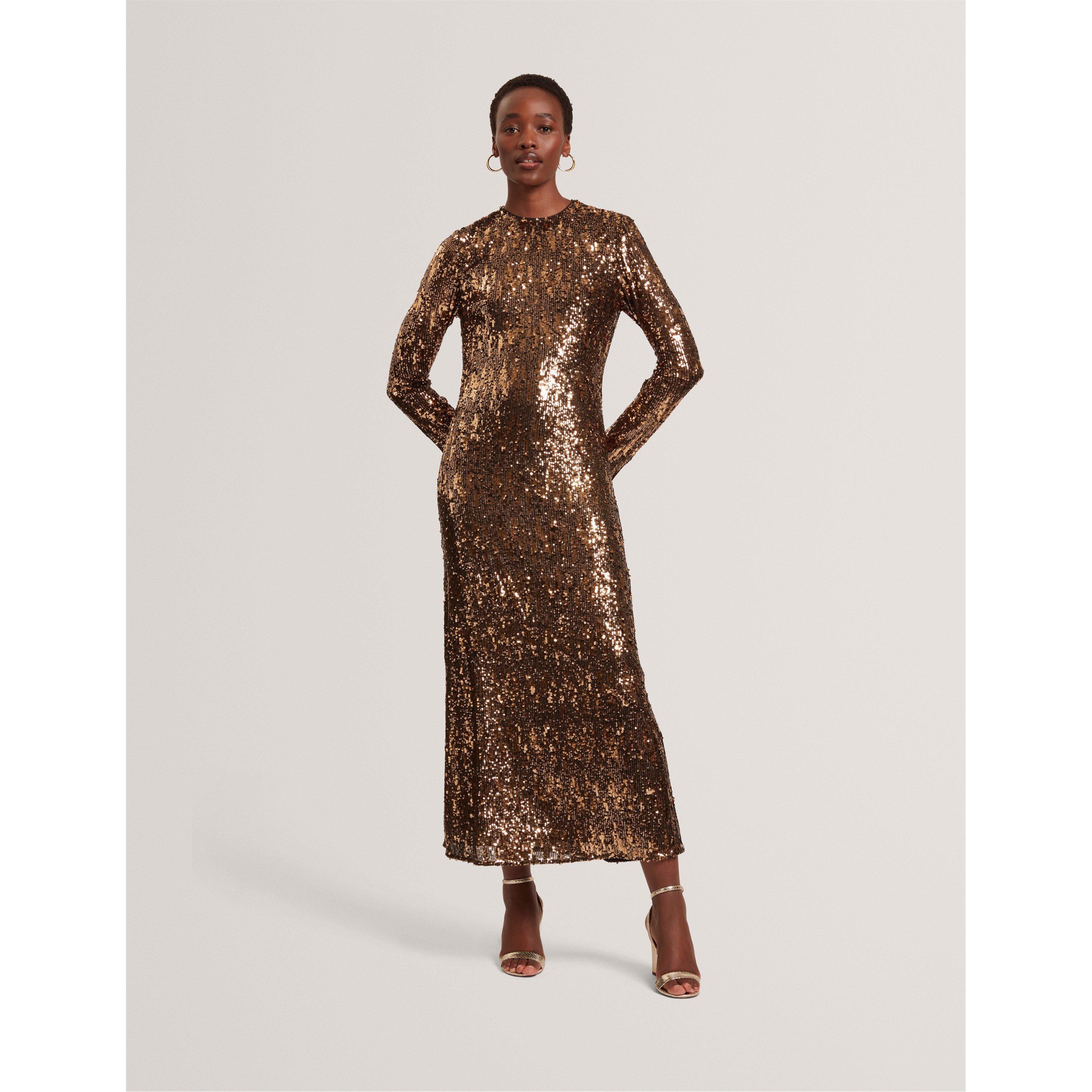 Natural - Ted Baker - Women's Sequinned Bodycon Dress - 2