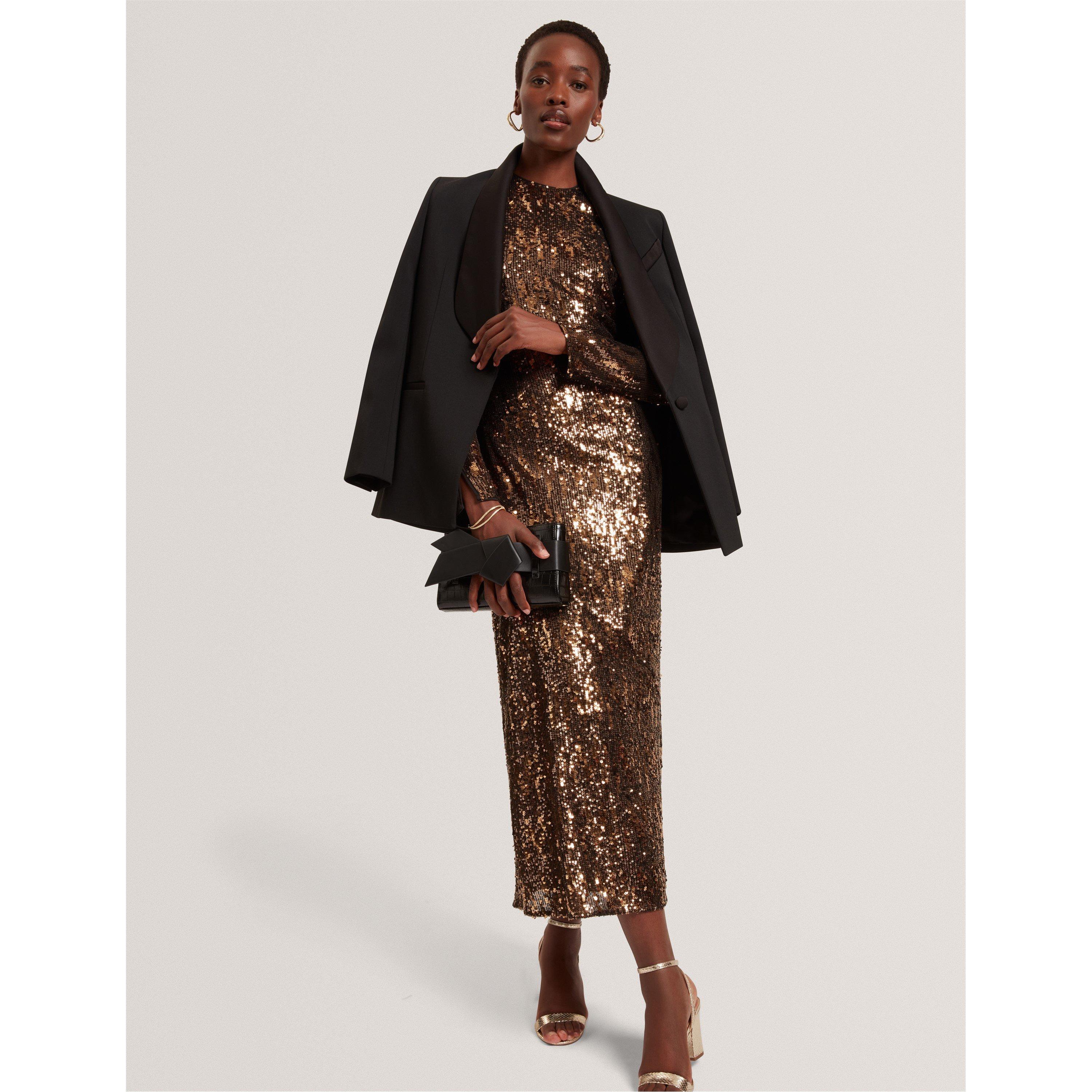 Natural - Ted Baker - Women's Sequinned Bodycon Dress - 5