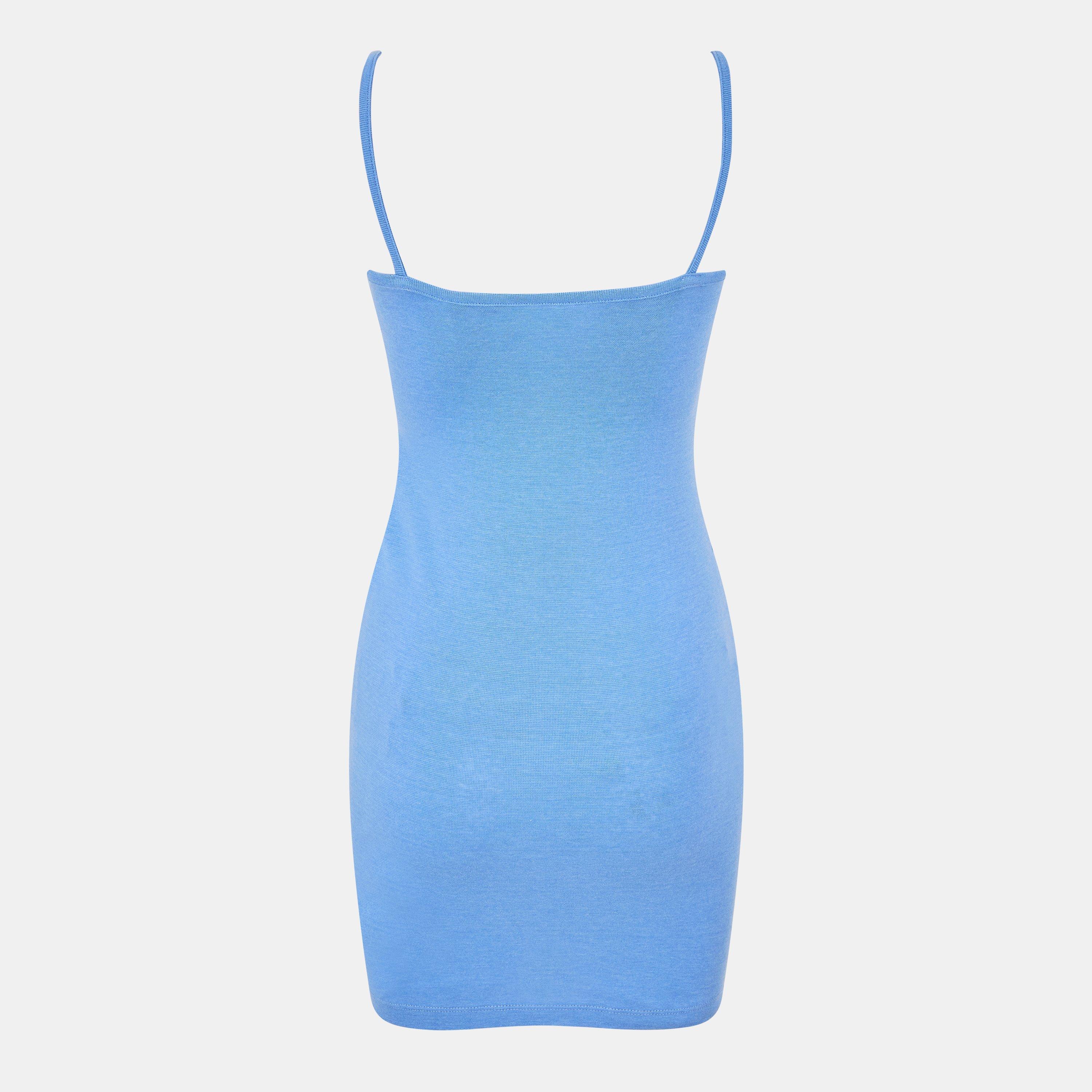 Cornflower Blue - Brave Soul - Womens Button Through Strappy Mini Dress - 2