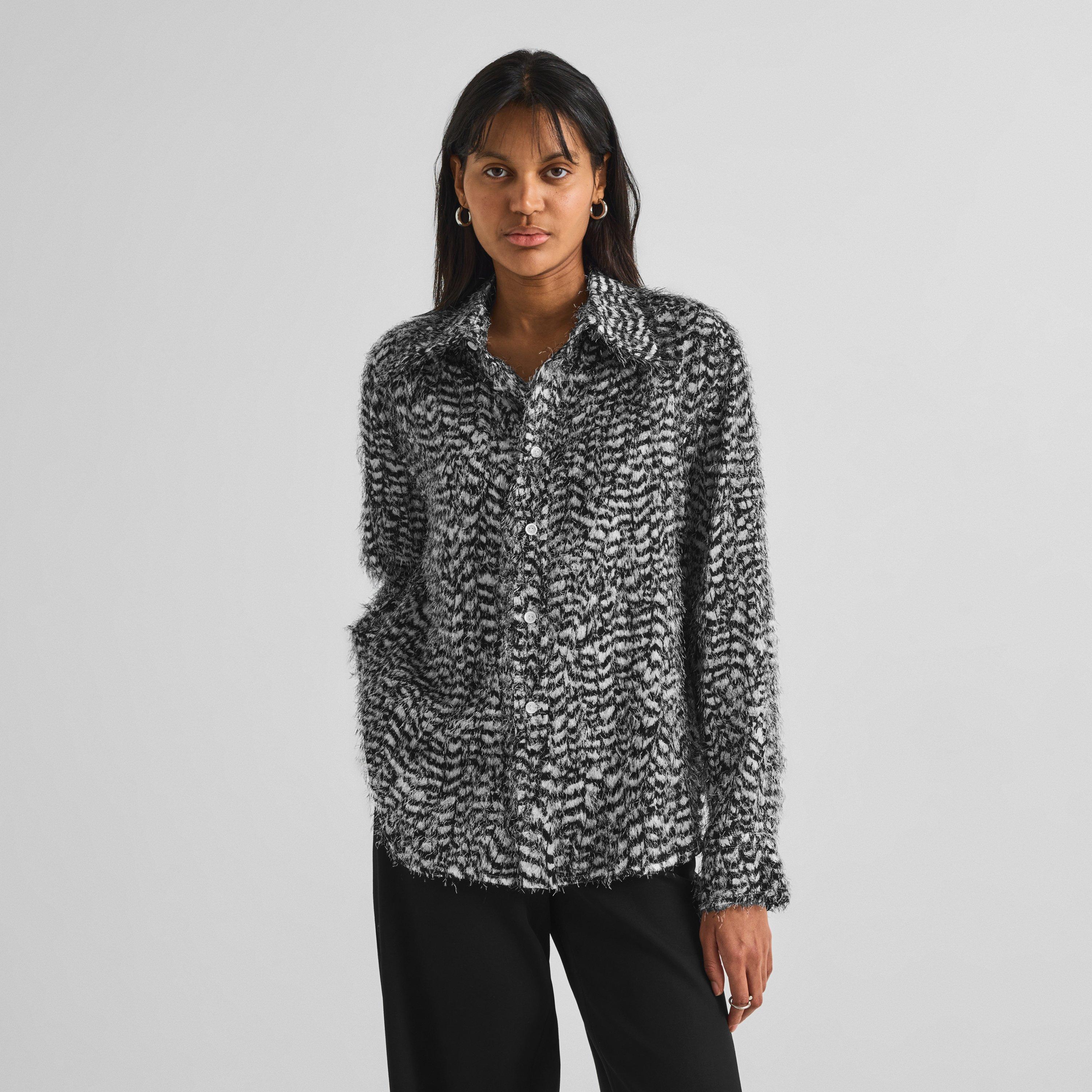 Parchment/Black - Bottega Veneta - Women's Animal Print Long-Sleeve Viscose Shirt - 3