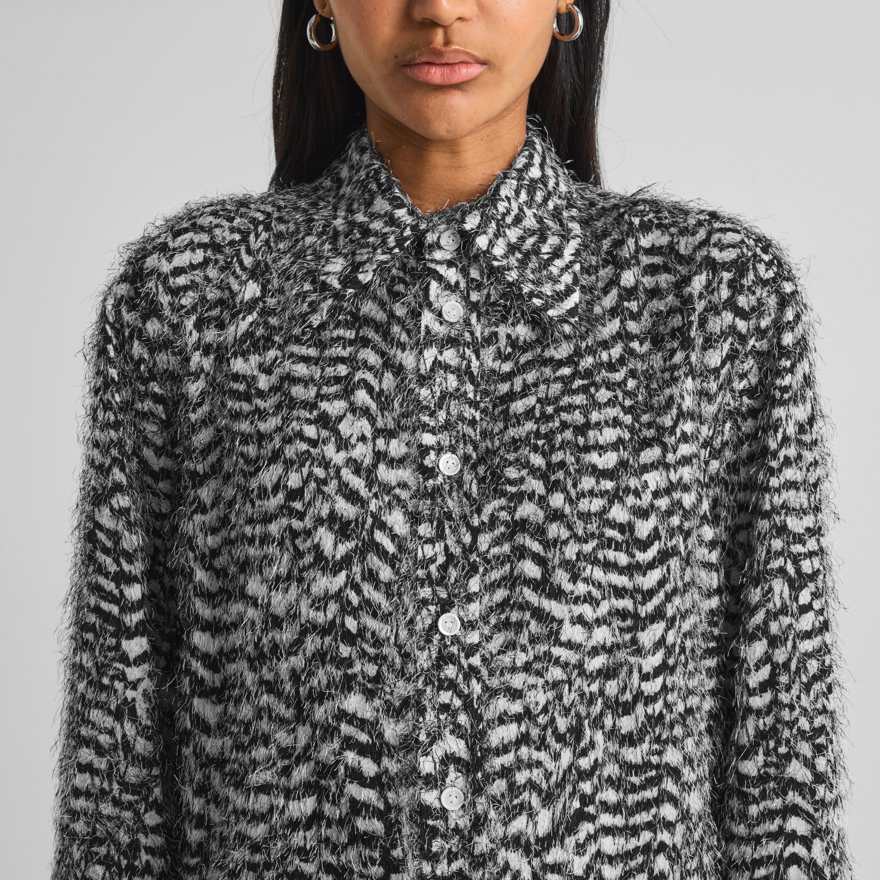 Parchment/Black - Bottega Veneta - Women's Animal Print Long-Sleeve Viscose Shirt - 5