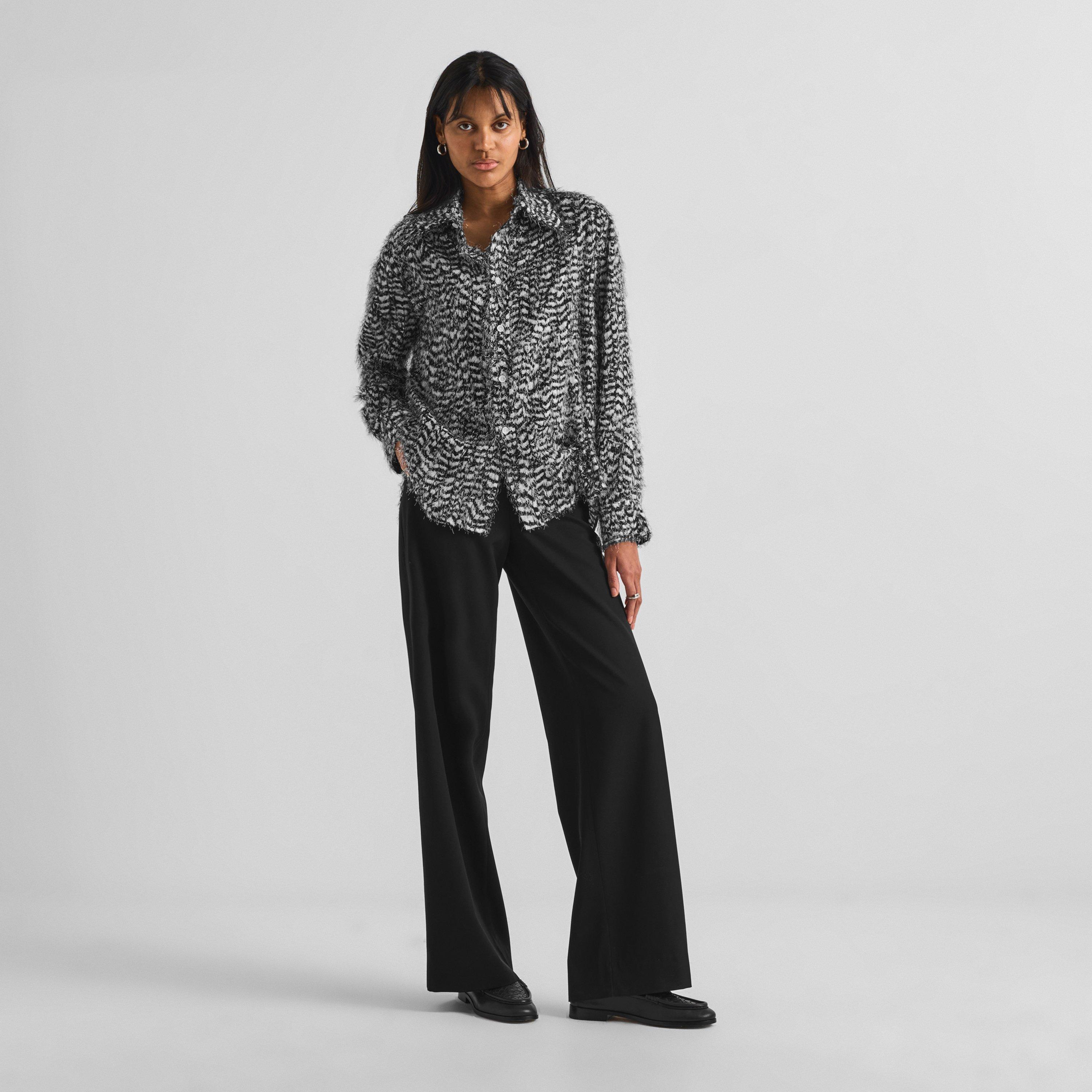 Parchment/Black - Bottega Veneta - Women's Animal Print Long-Sleeve Viscose Shirt - 6