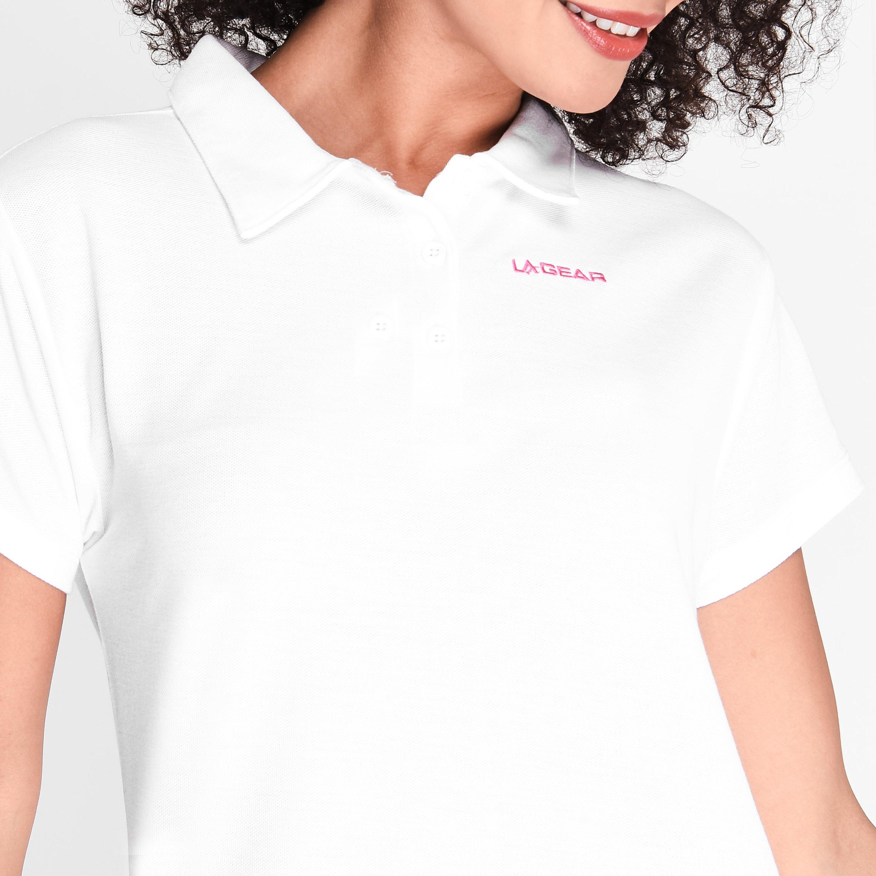 White - LA Gear - Pique Polo Shirt Ladies - 4