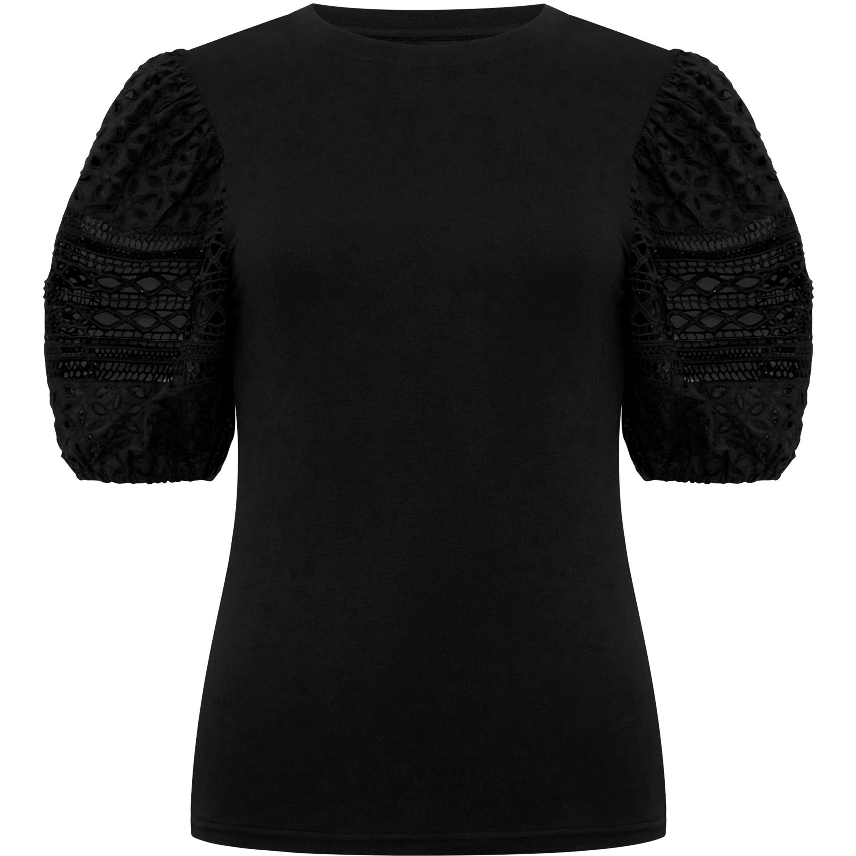 01-Blackout - French Connection - Women's Rosana Broderie Regular Fit T-Shirt - 6