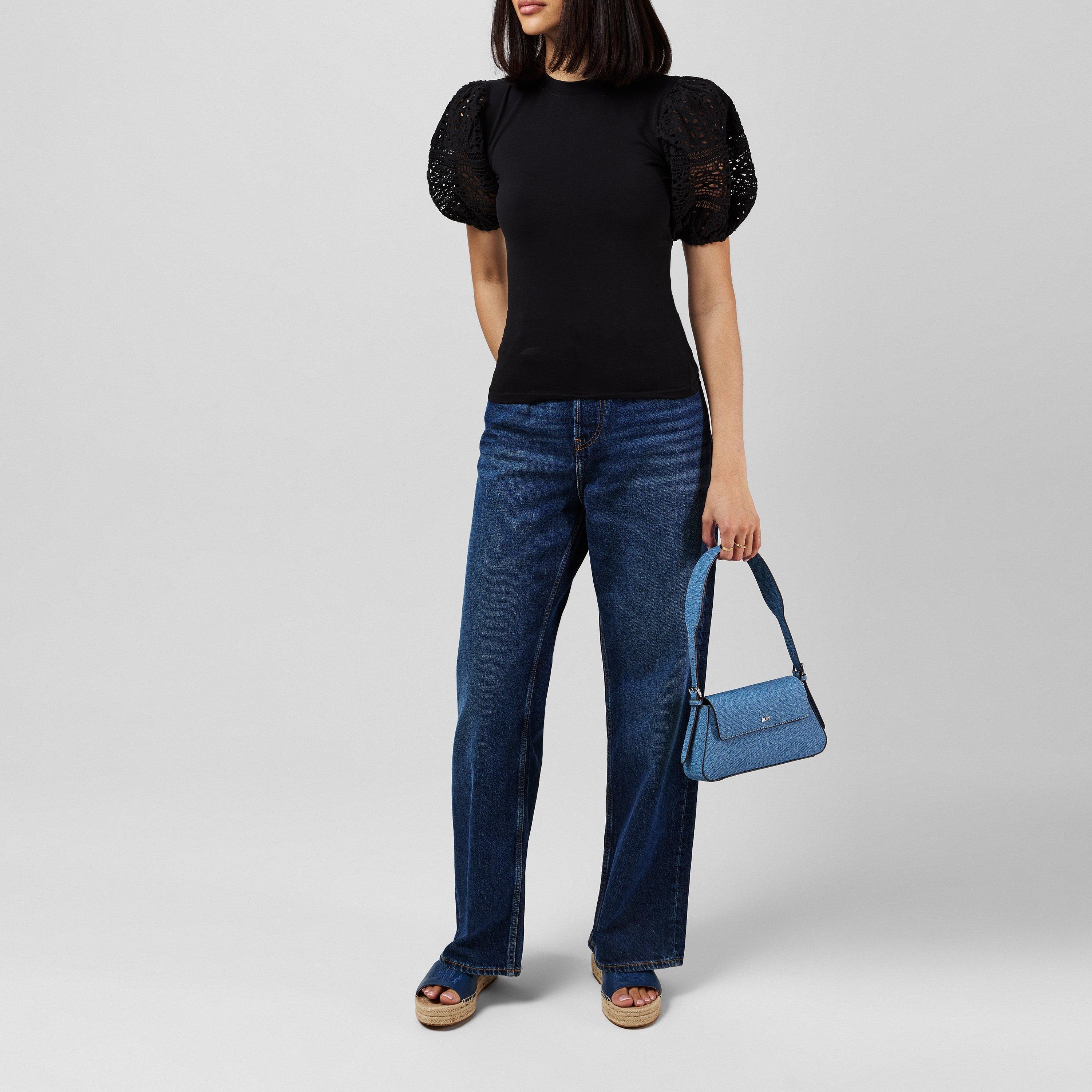 01-Blackout - French Connection - Women's Rosana Broderie Regular Fit T-Shirt - 4