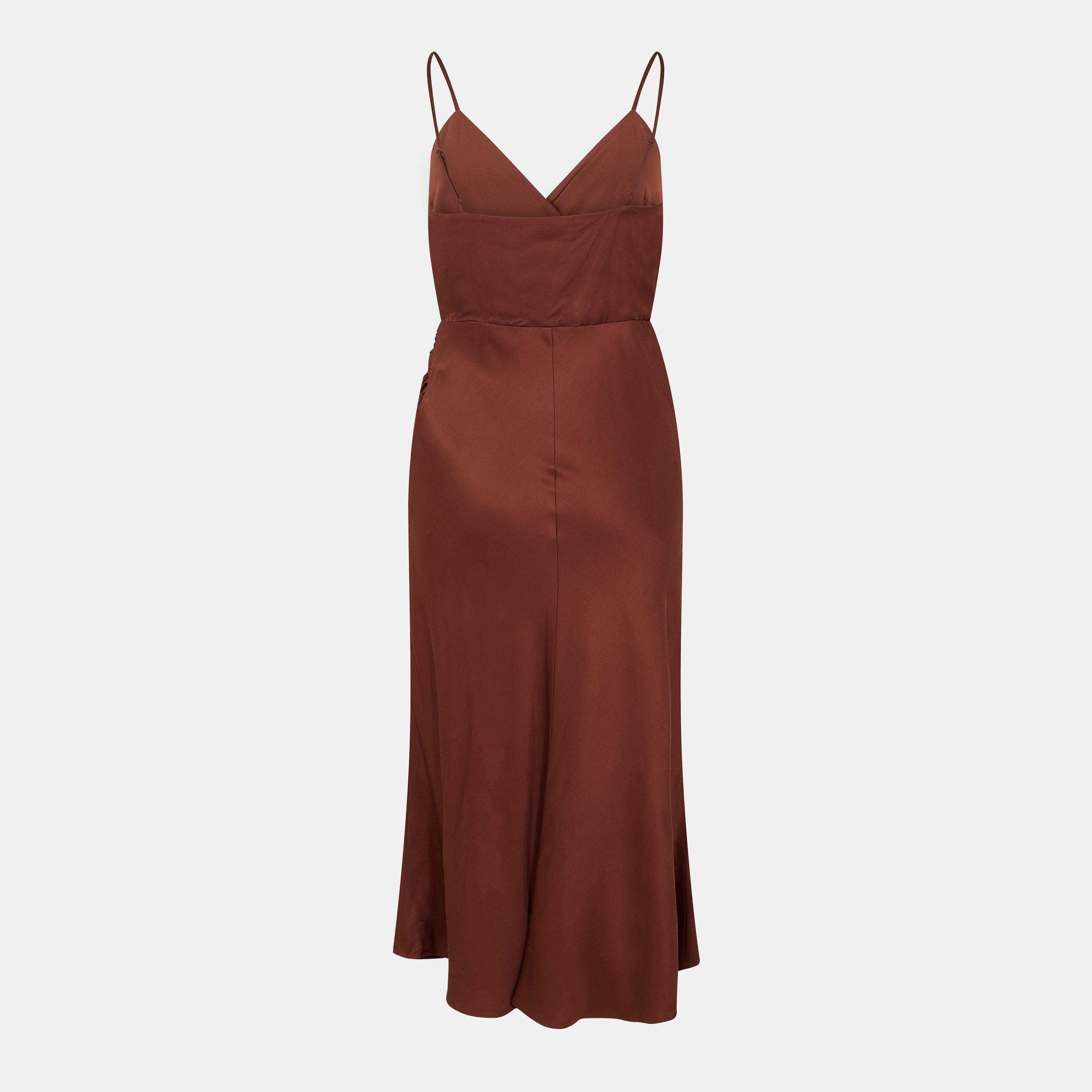 20-Chocolate - French Connection - Women's Ennis Satin Slip Dress - 2