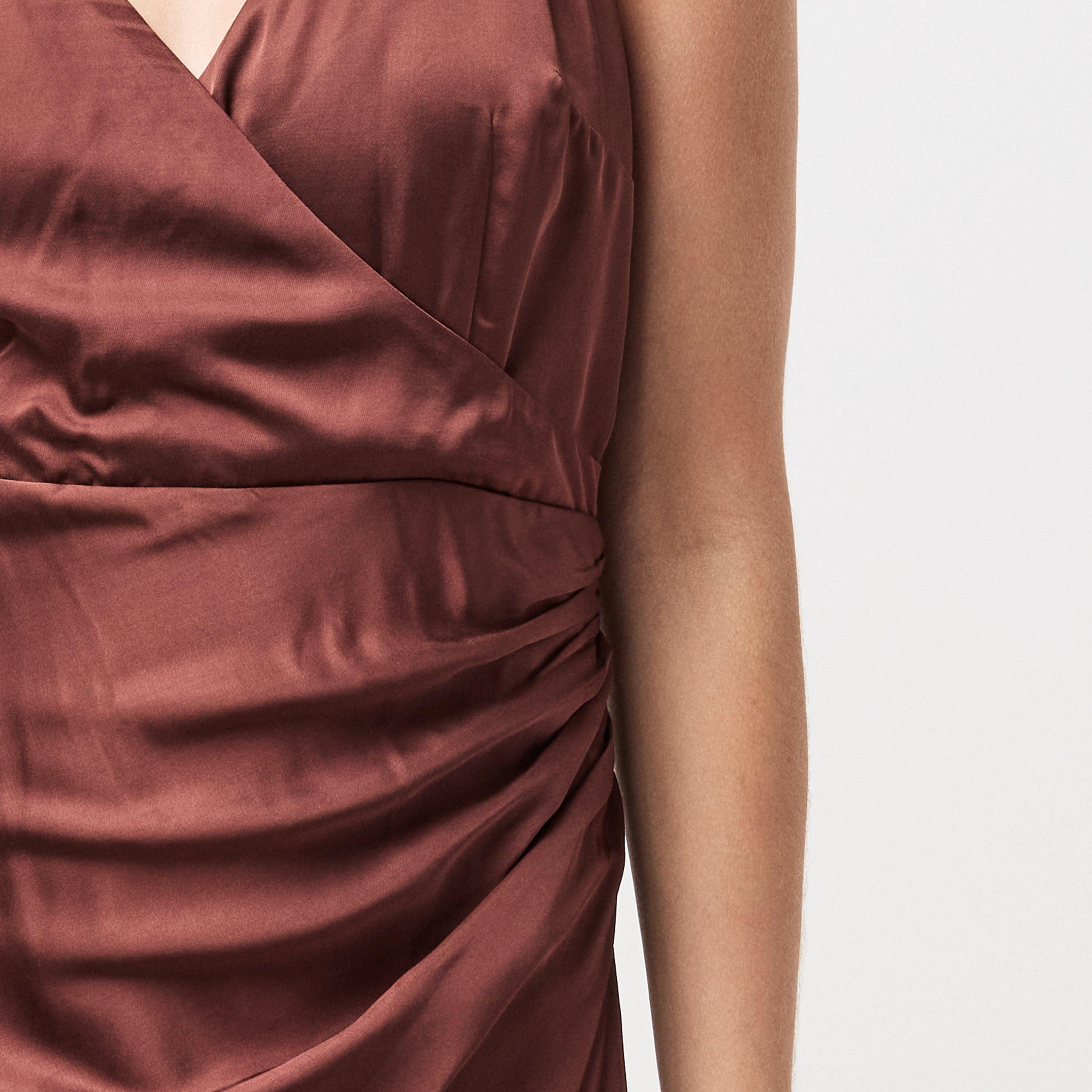 20-Chocolate - French Connection - Women's Ennis Satin Slip Dress - 5