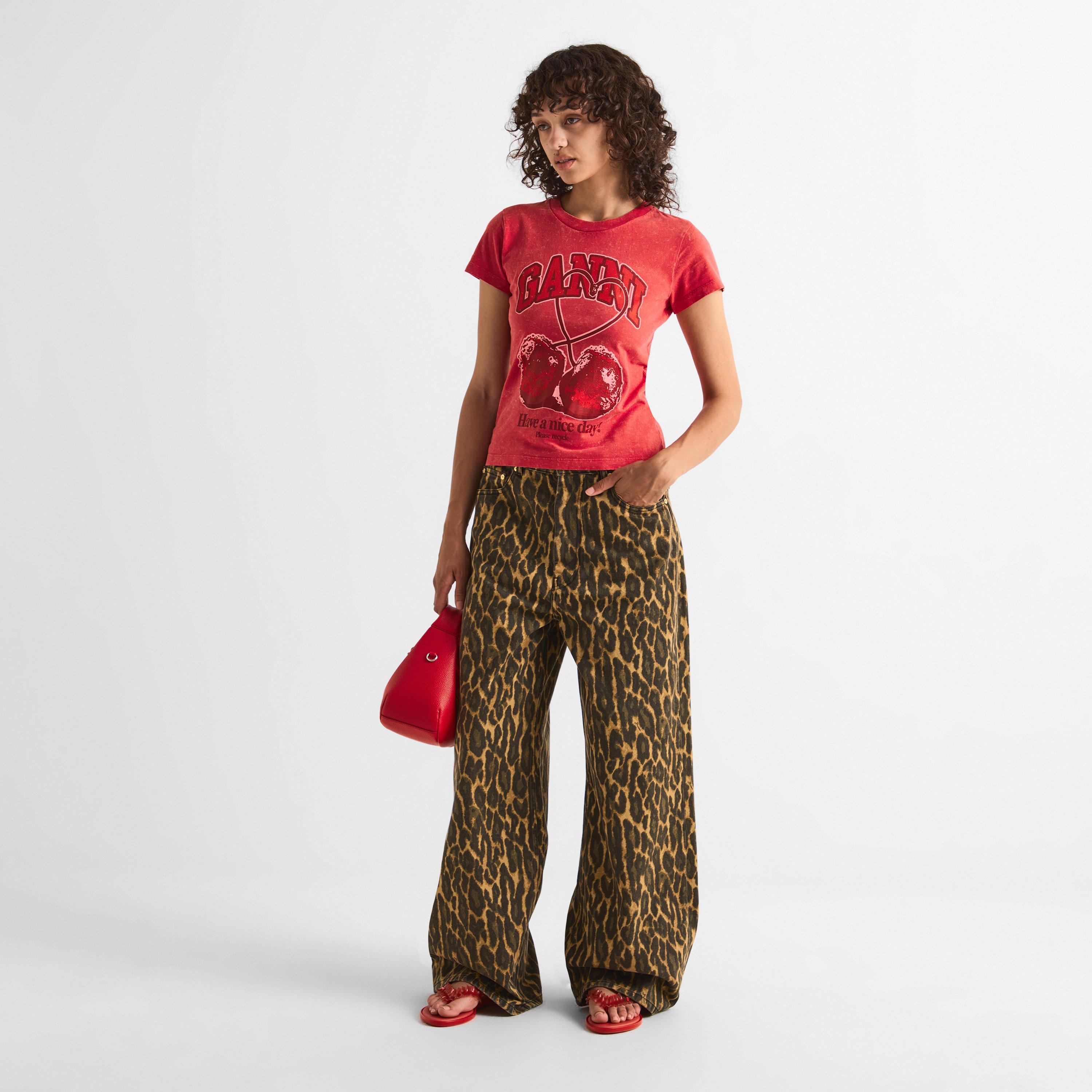 Red - Ganni - Women's Baby Fit Cherry T-Shirt - 6