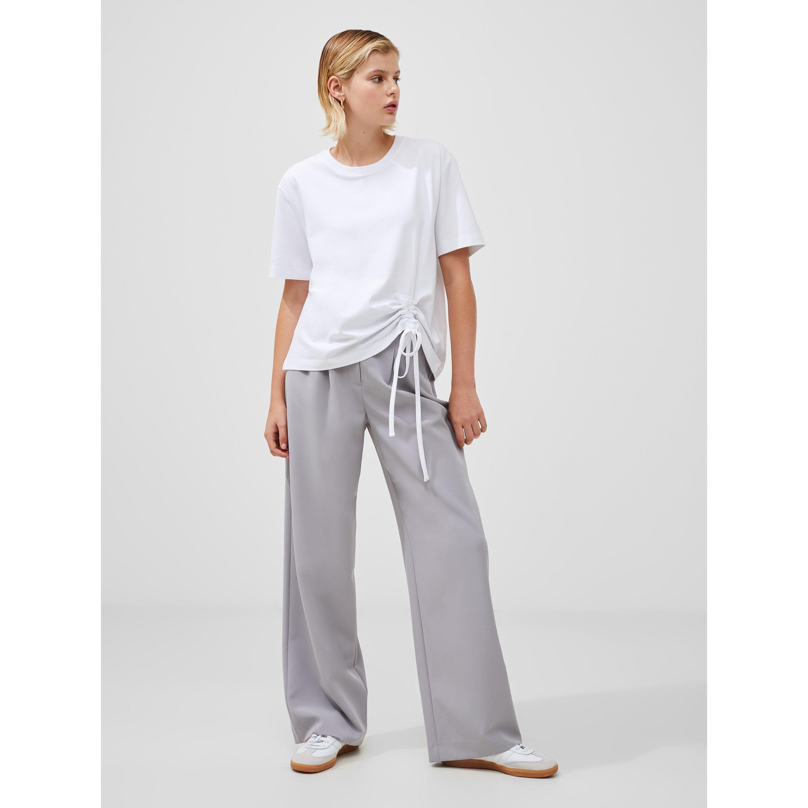 10-Linen White - French Connection - Rallie Cotton Ruched T-Shirt. - 1