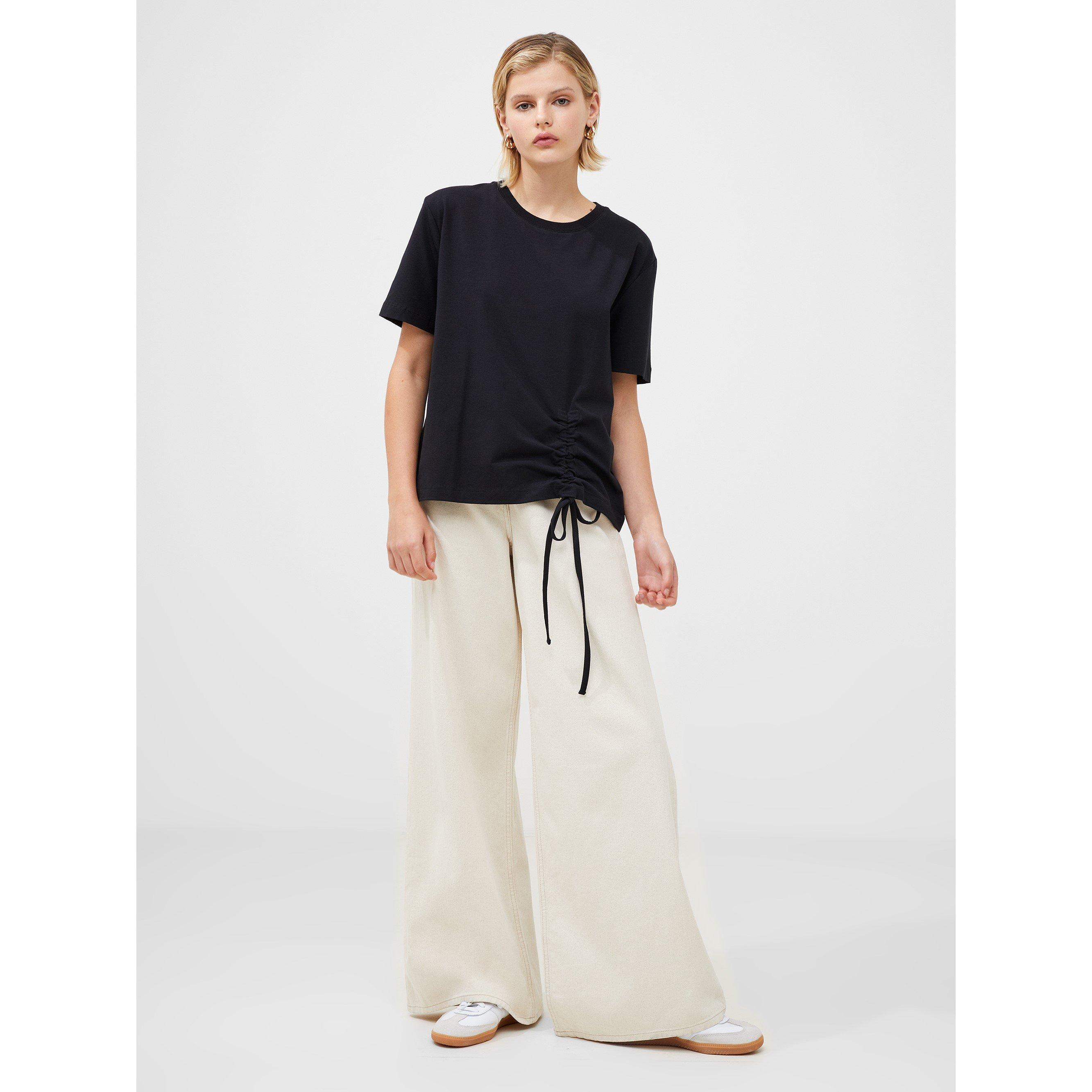 04-Blackout - French Connection - Rallie Cotton Ruched T-Shirt. - 6
