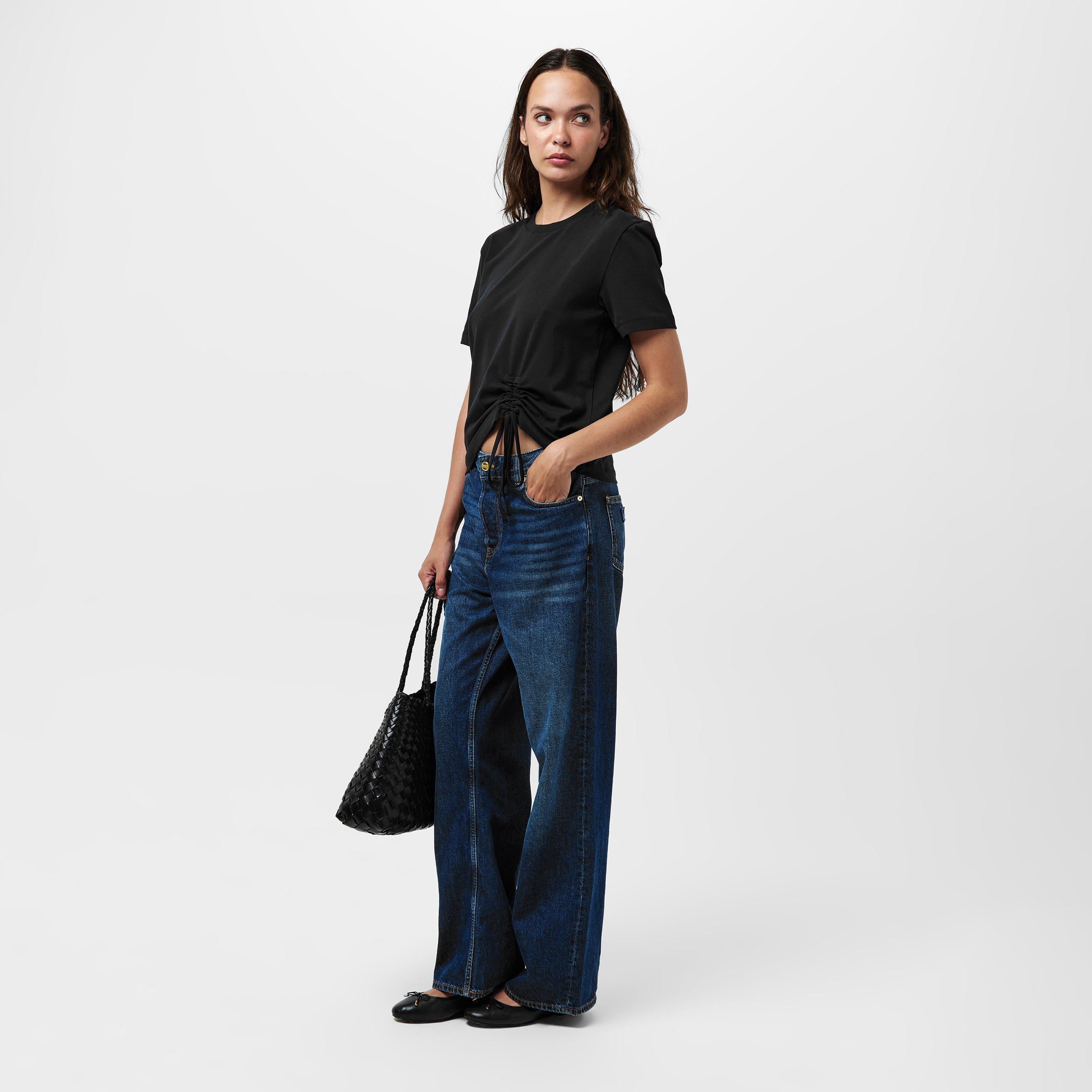 04-Blackout - French Connection - Rallie Cotton Ruched T-Shirt. - 7