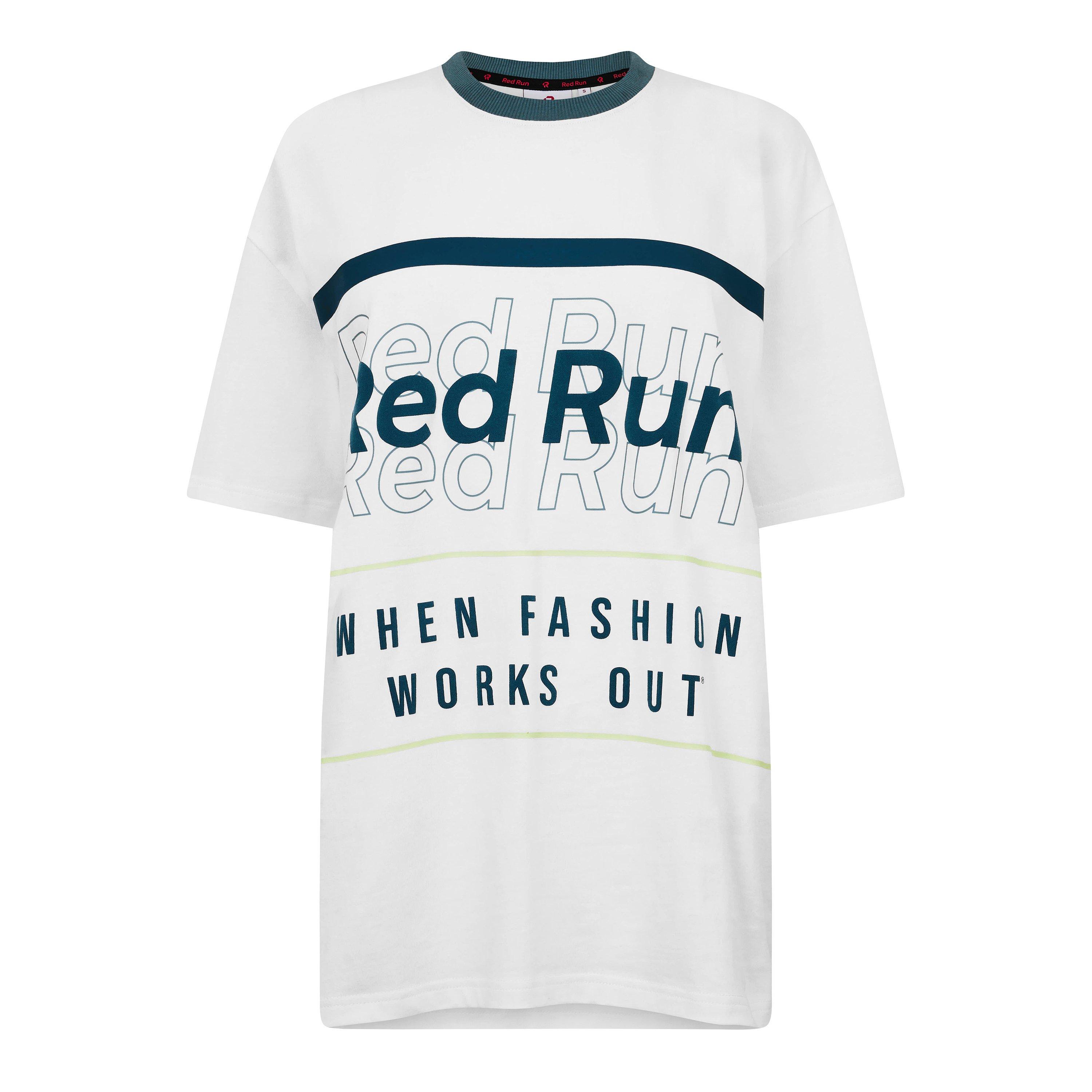 Red Run Womens Skyline Oversized Graphic T-Shirt