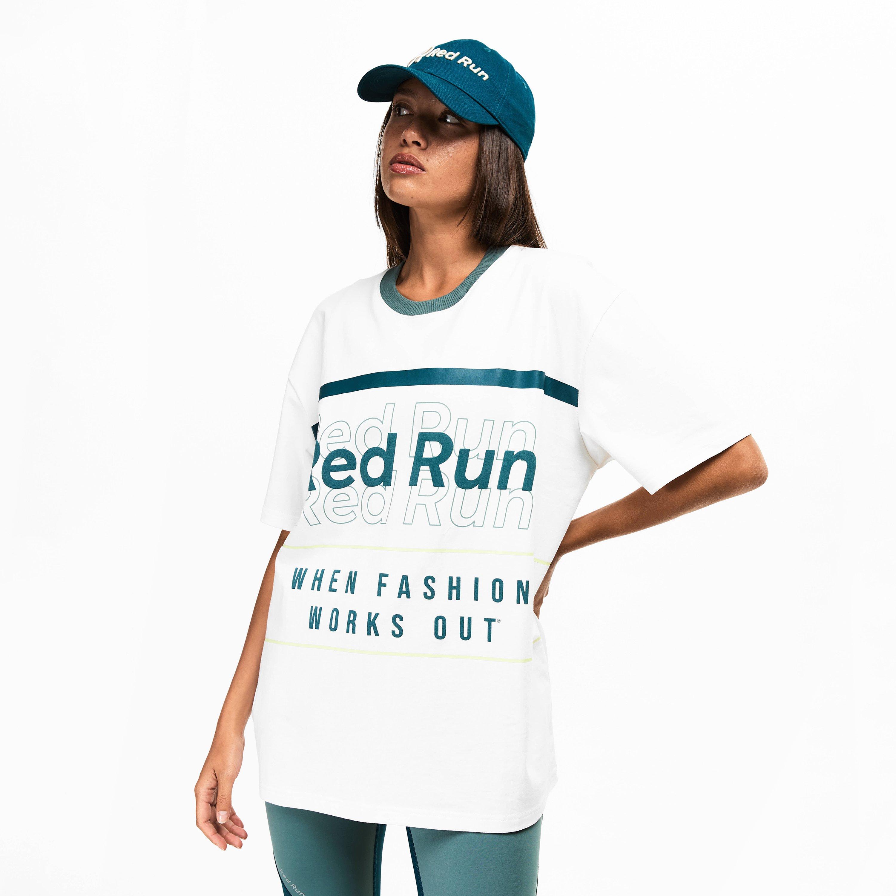 White - Red Run - Womens Skyline Oversized Graphic T-Shirt - 3