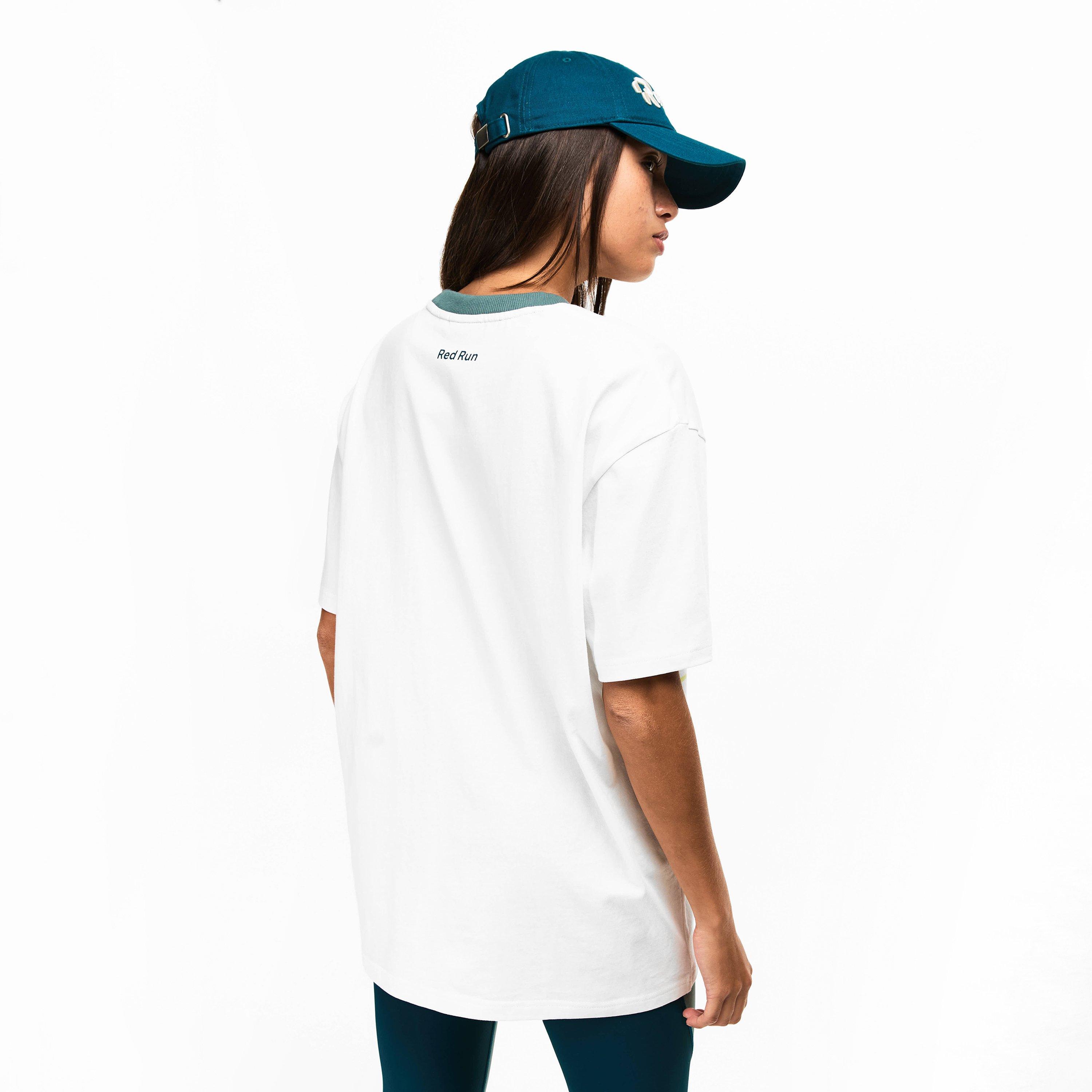 White - Red Run - Womens Skyline Oversized Graphic T-Shirt - 4