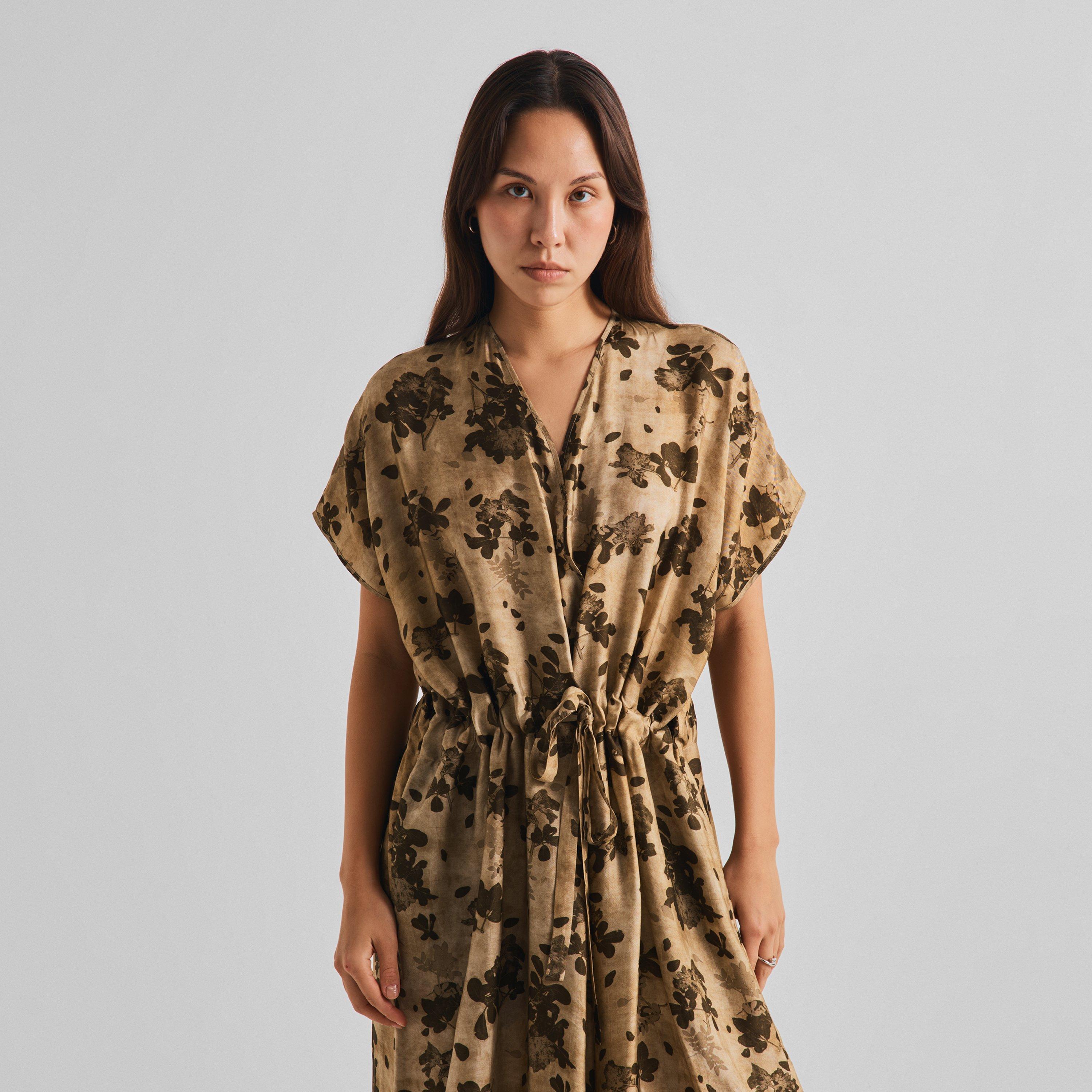 Tan/Brown - Uma Wang - Women's Acre Viscose Cupro Maxi Dress - 3