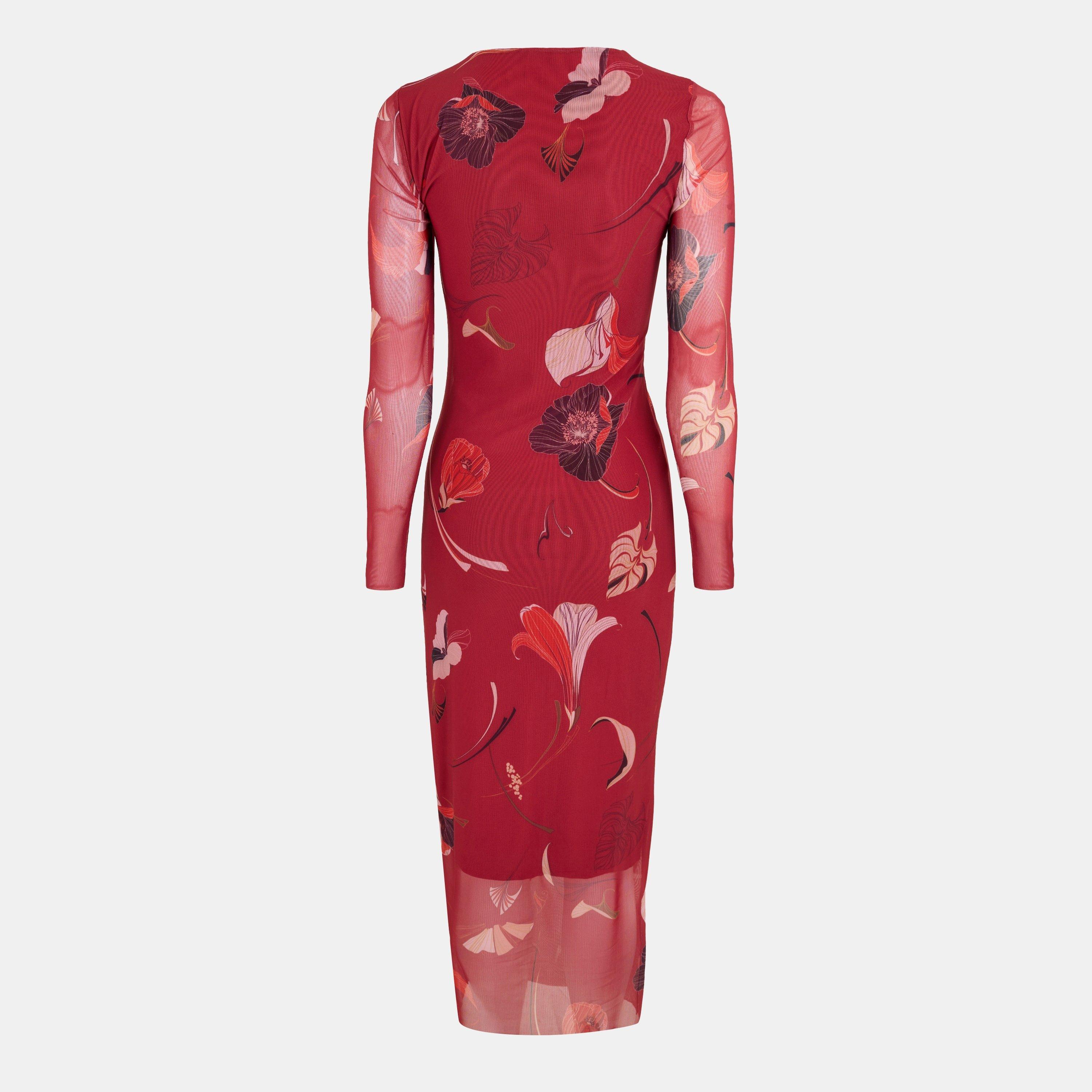 Red - Ted Baker - Women's Mesh Midi Bodycon Dress - 2