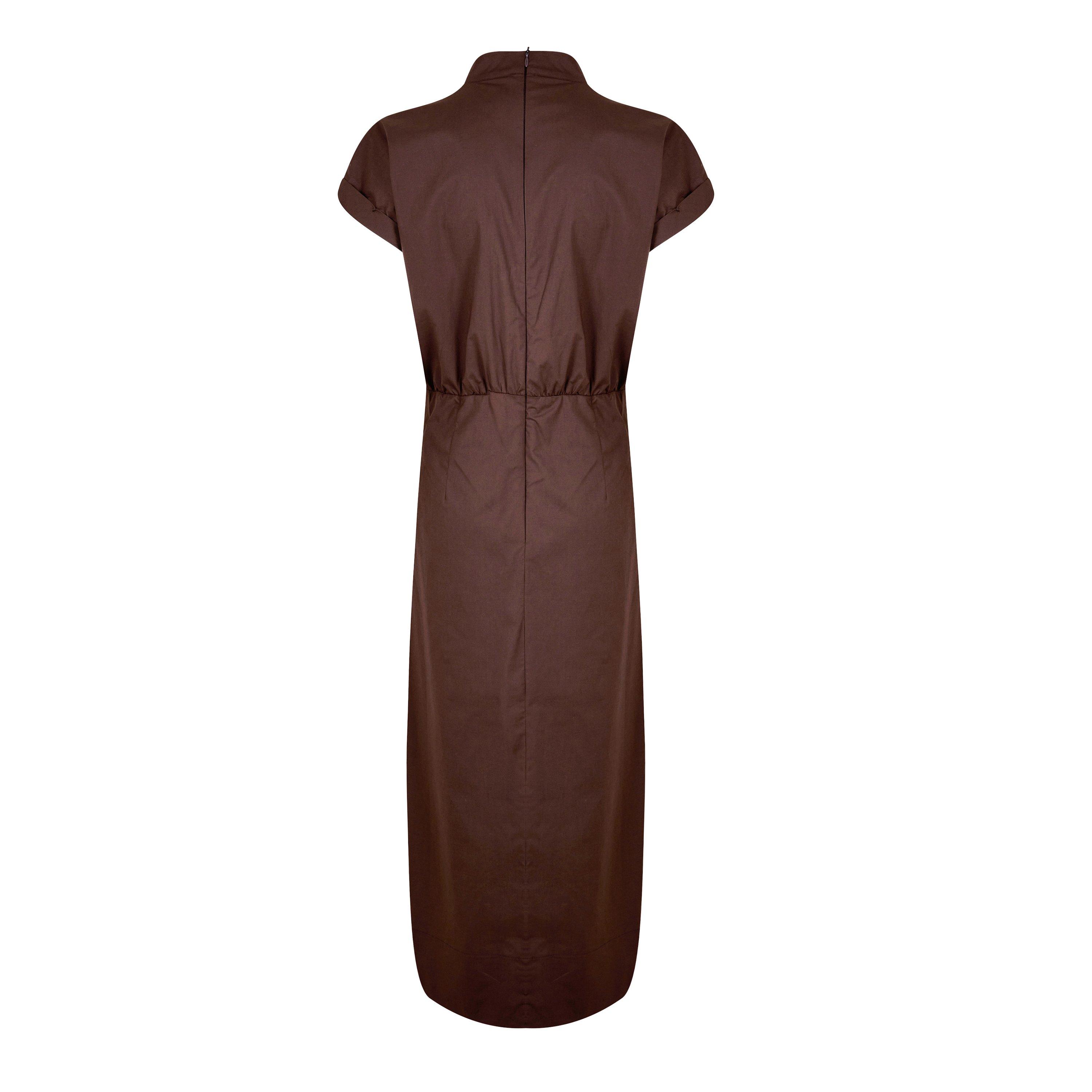 CHOCOLATE - Marella - Women's V-Neck Midi Wrap Tea Dress - 6