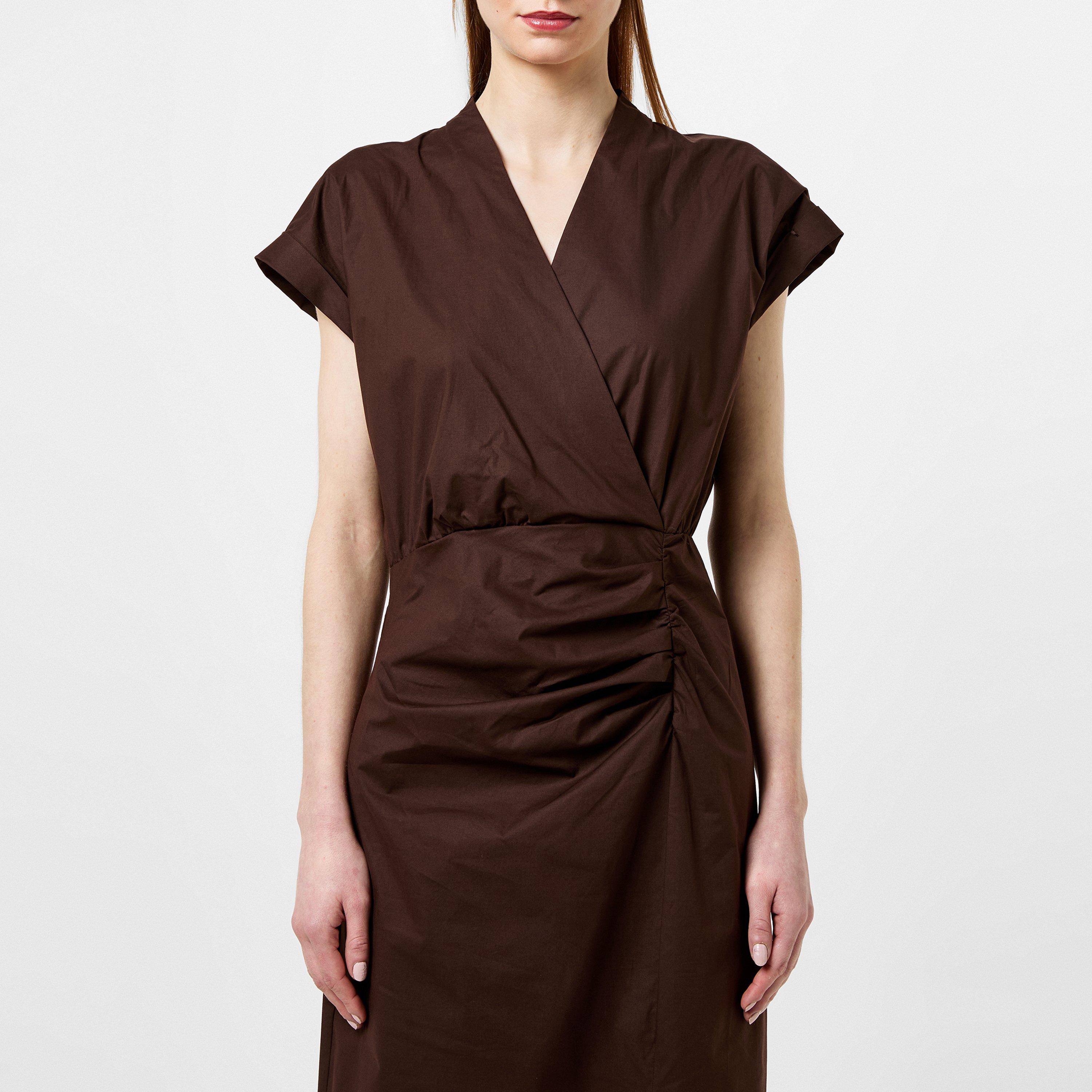 CHOCOLATE - Marella - Women's V-Neck Midi Wrap Tea Dress - 4