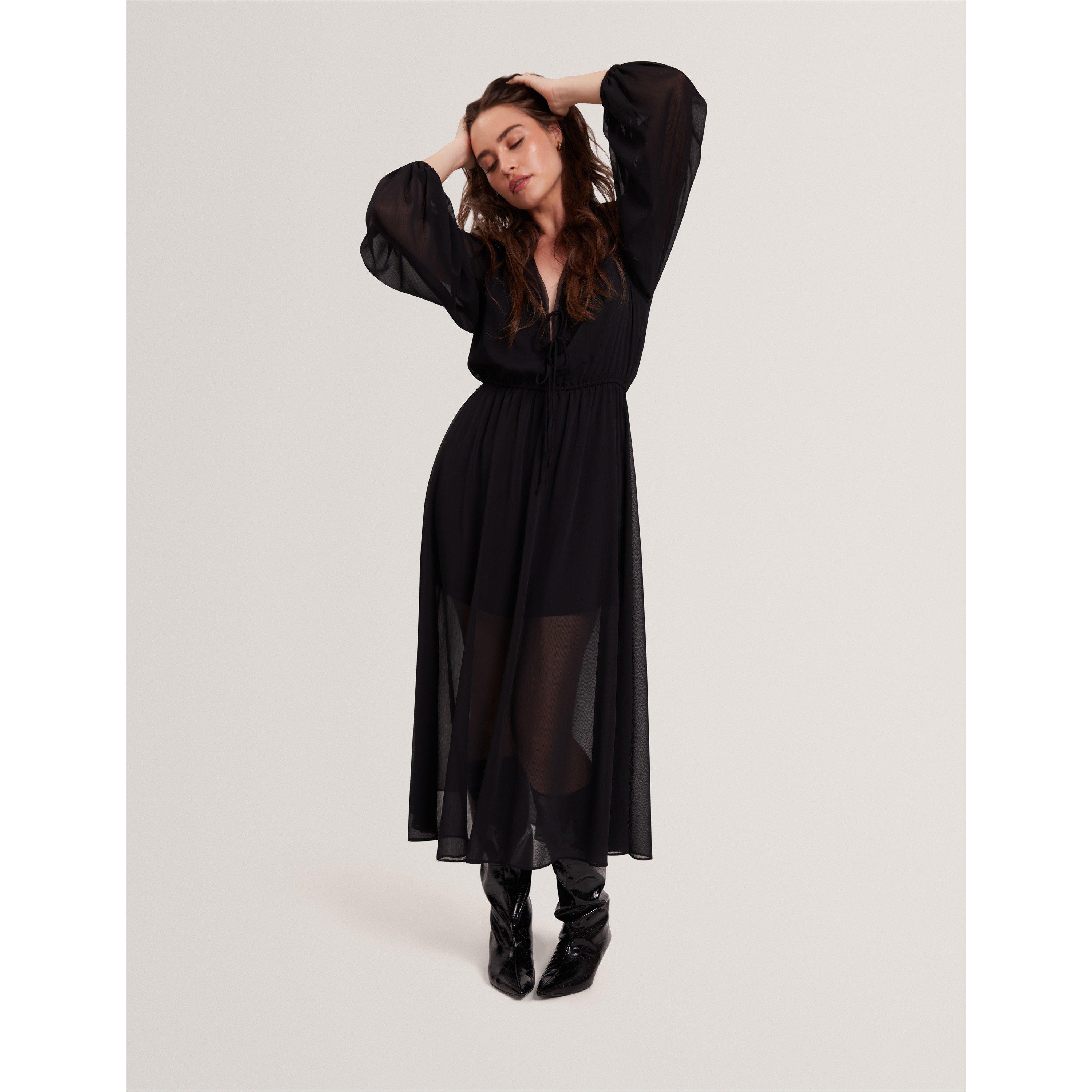 Black - Ted Baker - Women's Print Midi Tea Dress - 3