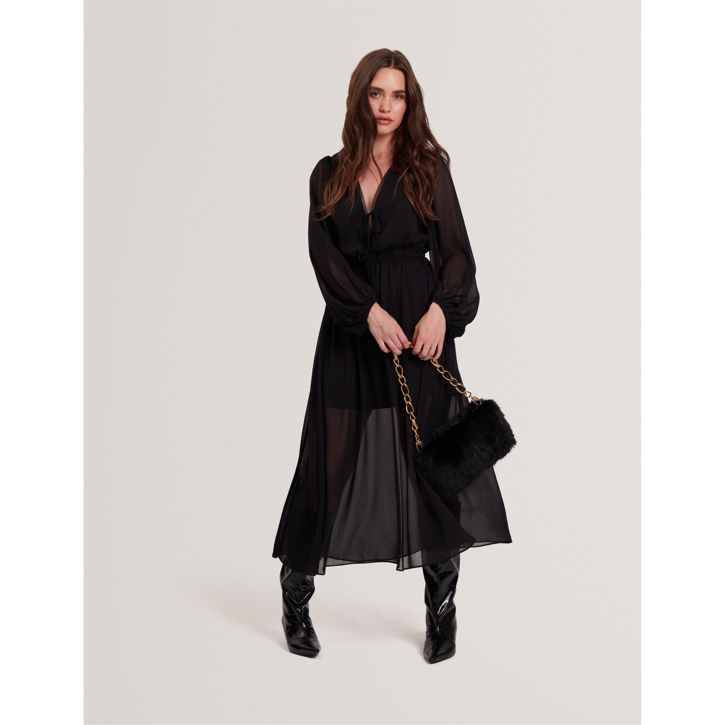 Black - Ted Baker - Women's Print Midi Tea Dress - 6