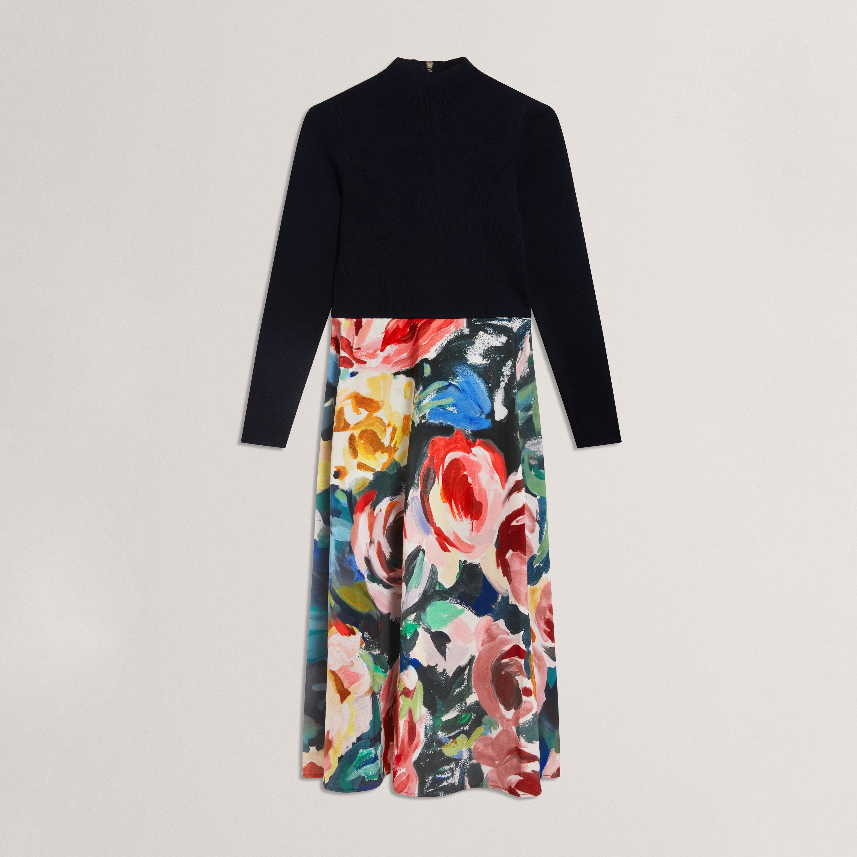Ted Baker Women's Print Midi Tea Dress - Navy - 8 (XS)