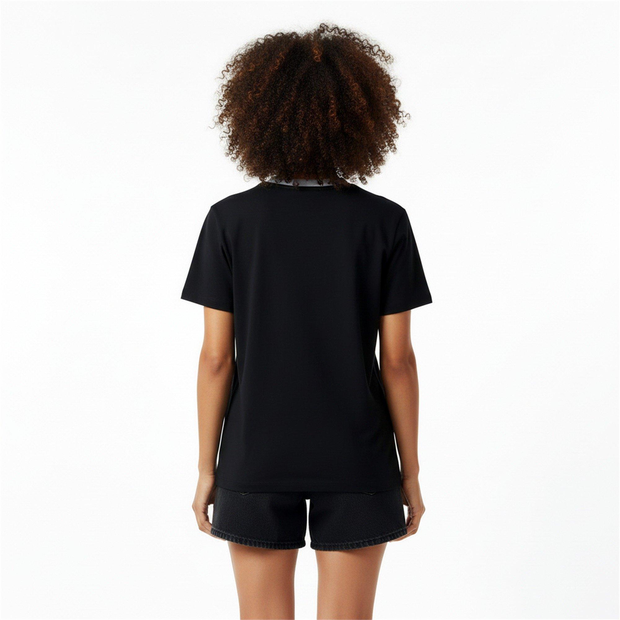 Black - Off White - Women's Outline Logo Cotton Slim-Fit T-Shirt - 4