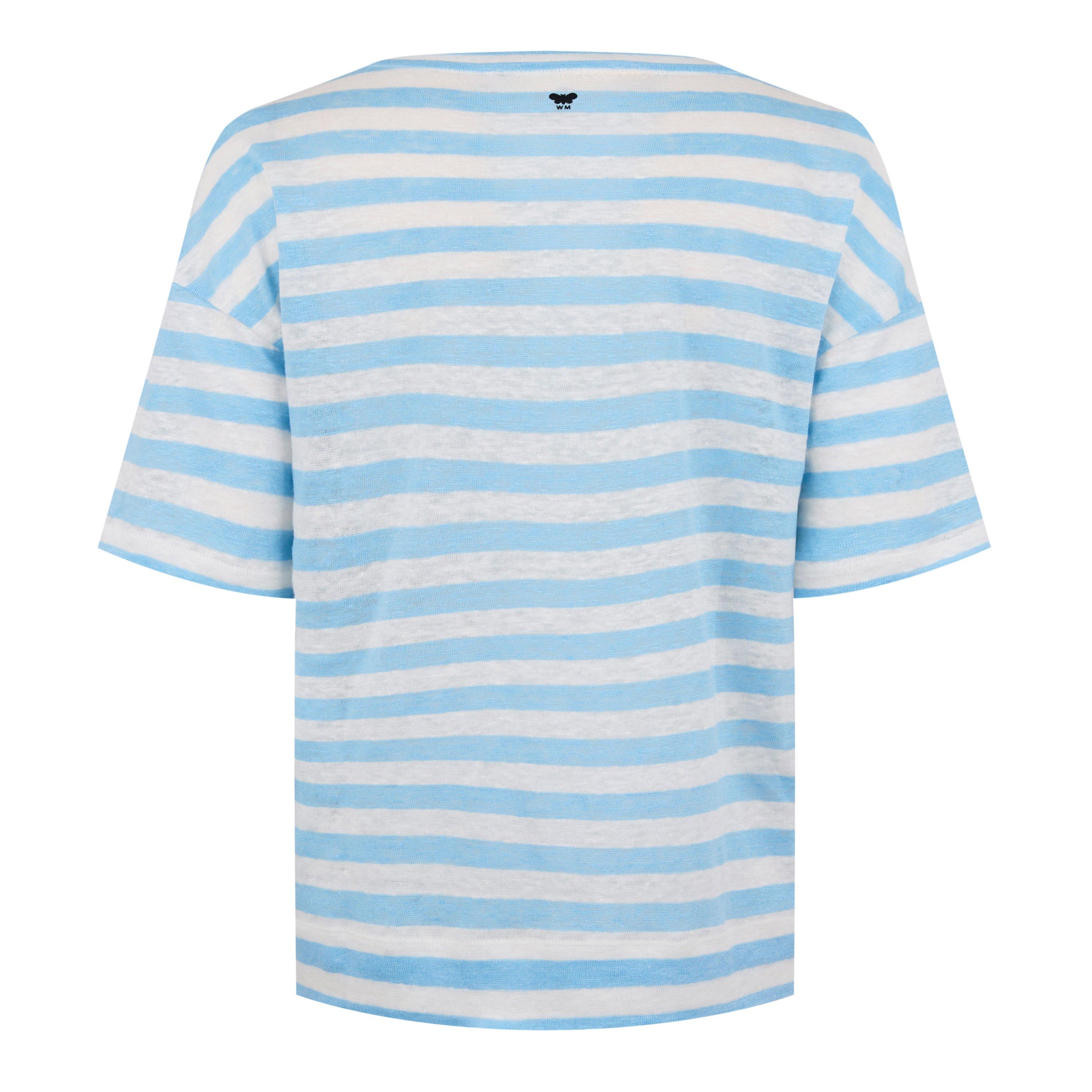 LIGHT BLUE - Weekend Max Mara - Women's Falla Stripe Linen Regular Fit T-Shirt - 6