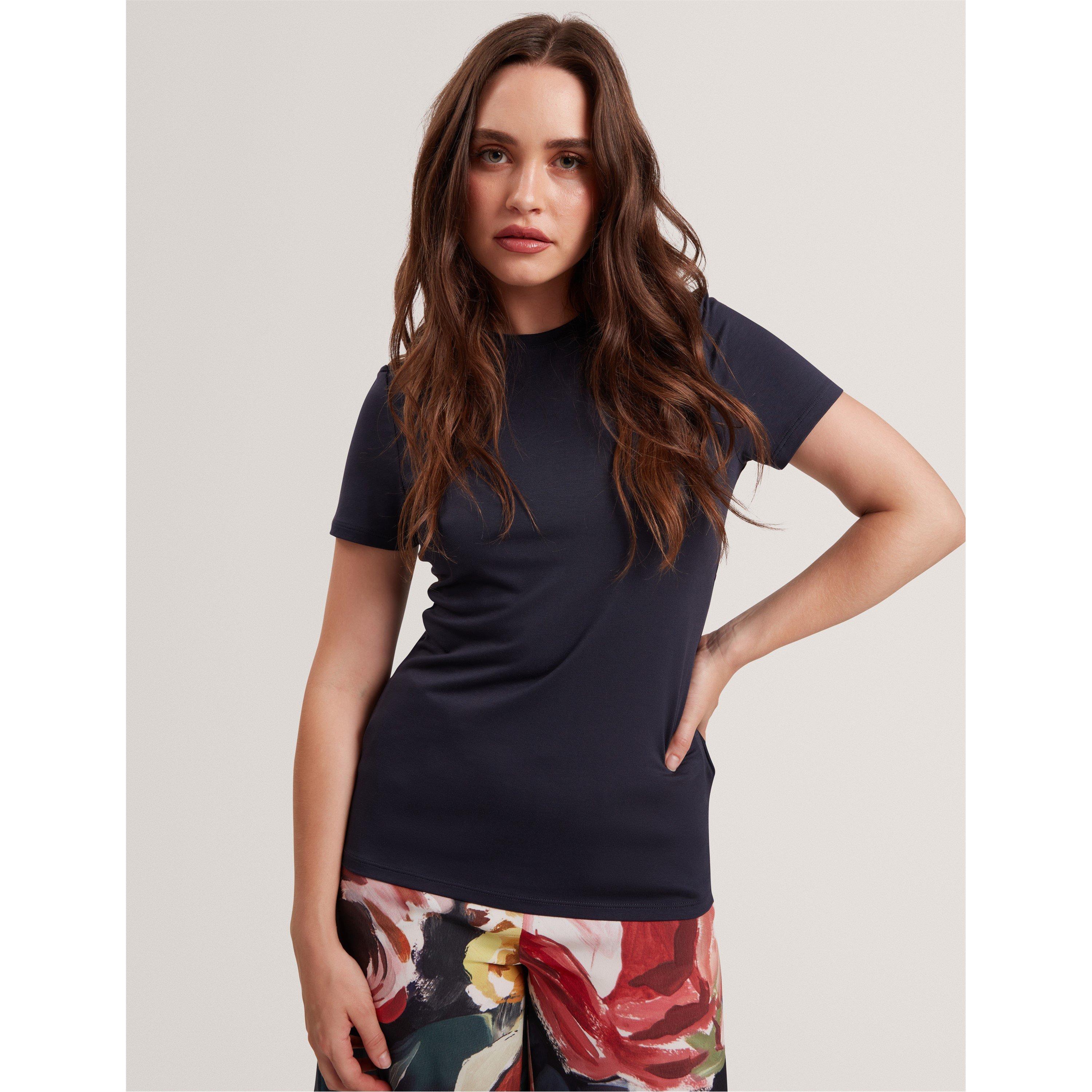 Navy - Ted Baker - Women's Plain Slim Fit T-Shirt - 3