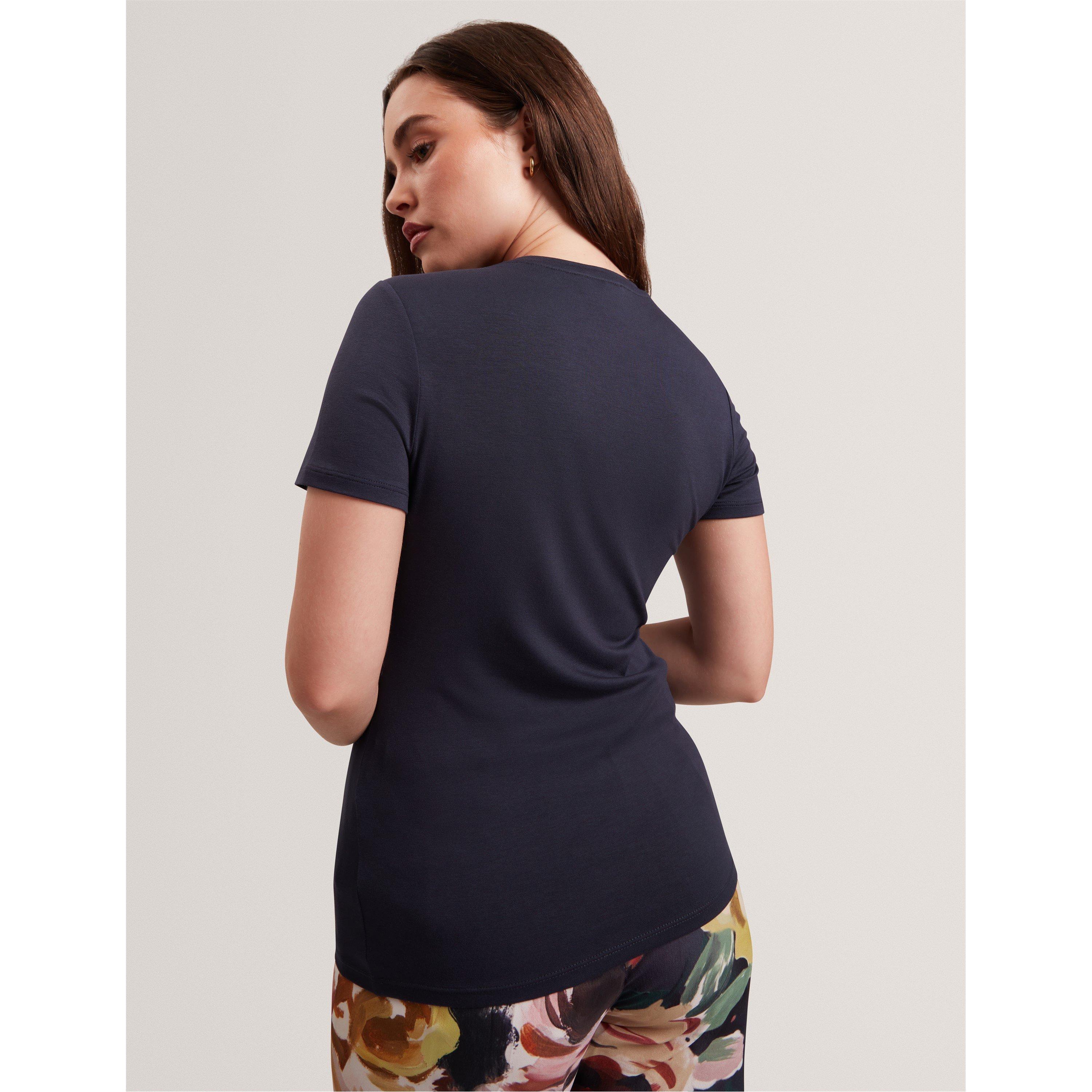 Navy - Ted Baker - Women's Plain Slim Fit T-Shirt - 4
