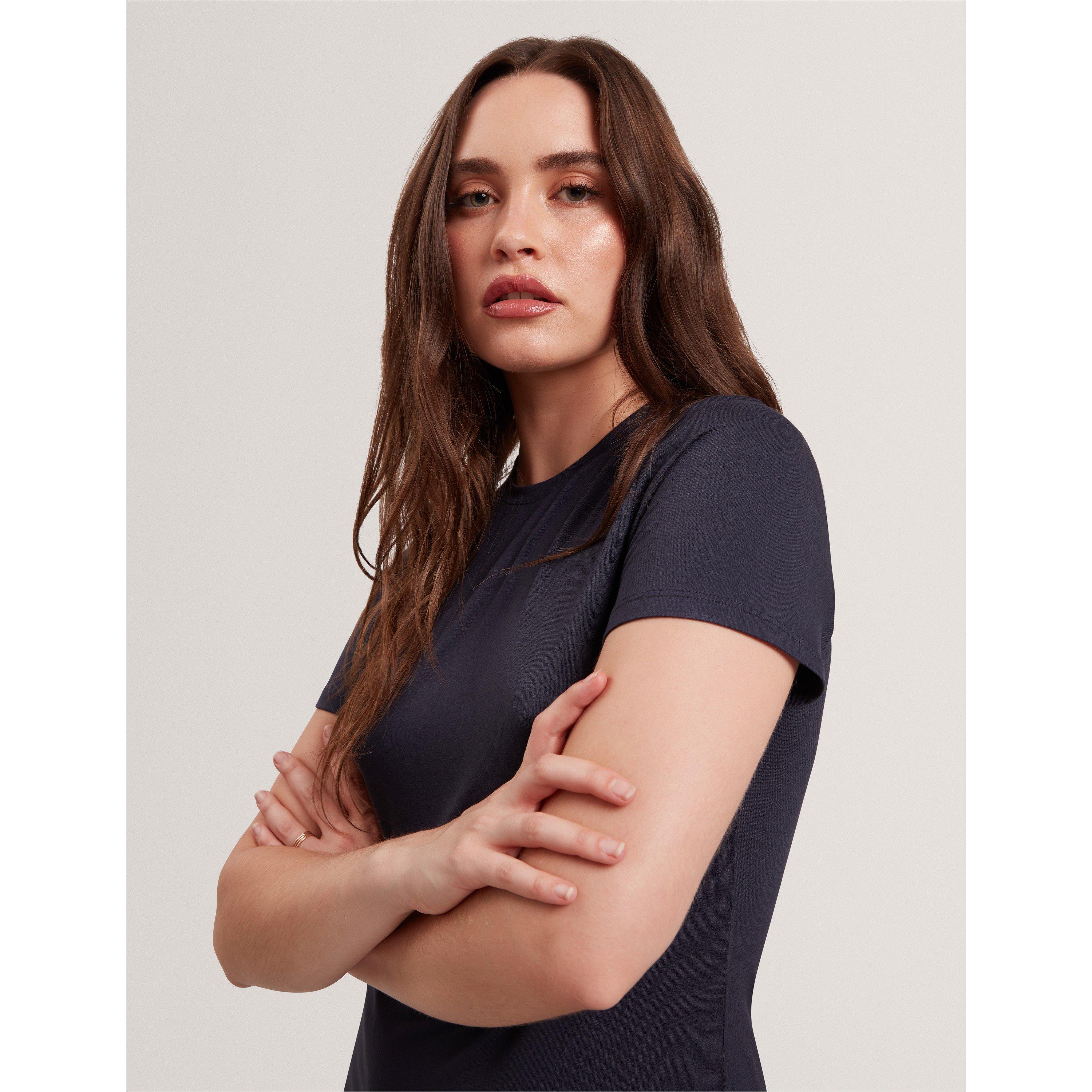 Navy - Ted Baker - Women's Plain Slim Fit T-Shirt - 5