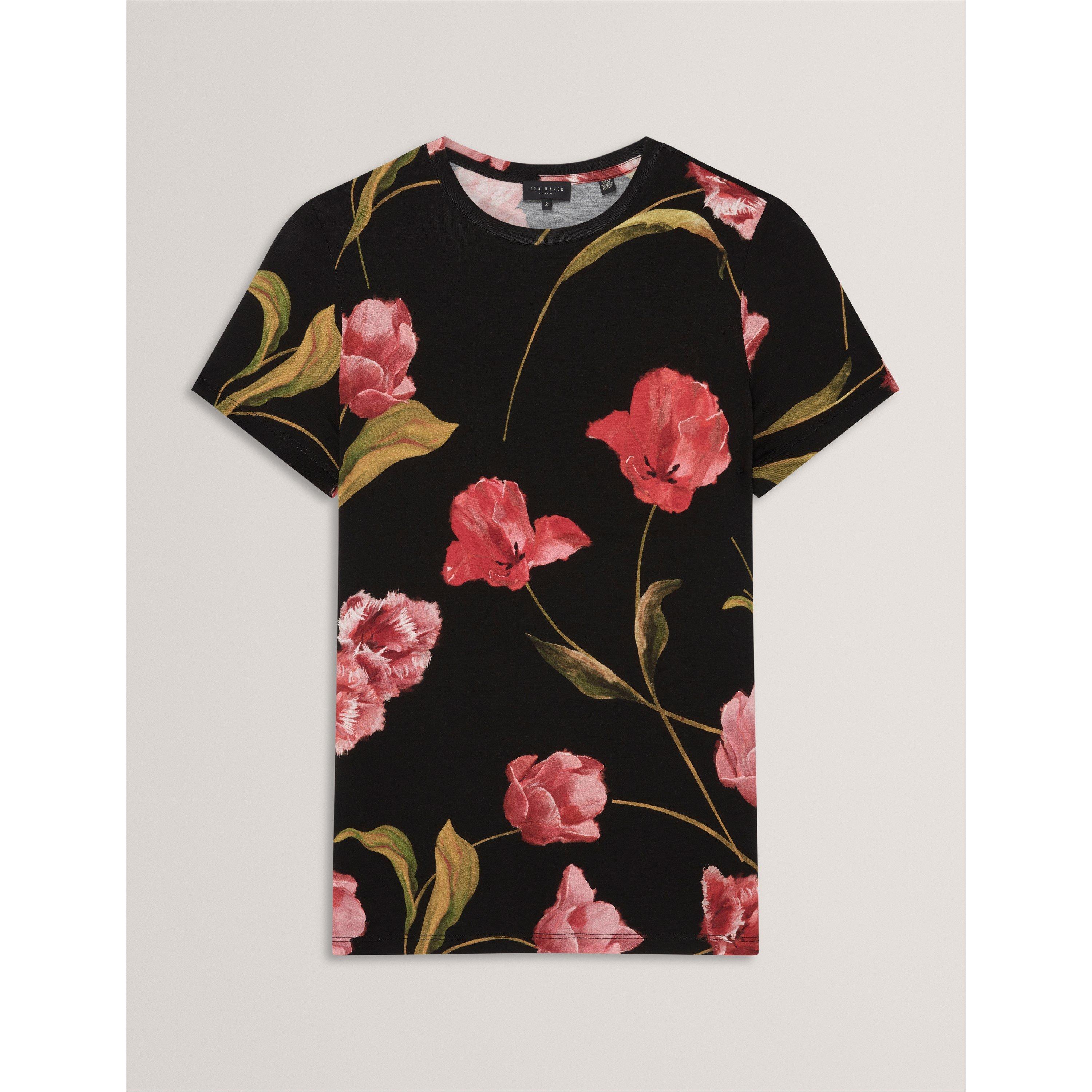 Black - Ted Baker - Women's Printed Slim Fit T-Shirt - 1