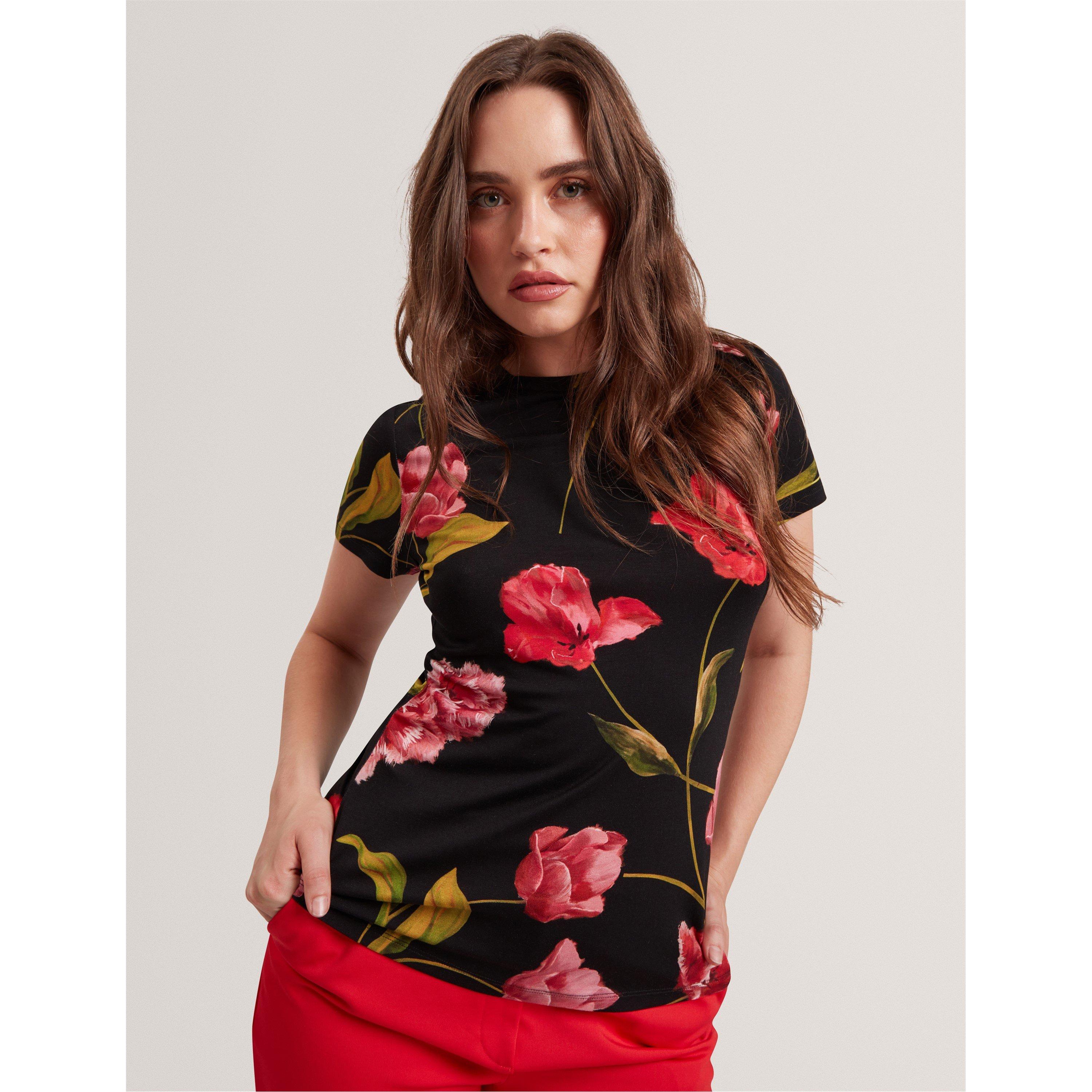Schwarz - Ted Baker - Women's Printed Slim Fit T-Shirt - 3