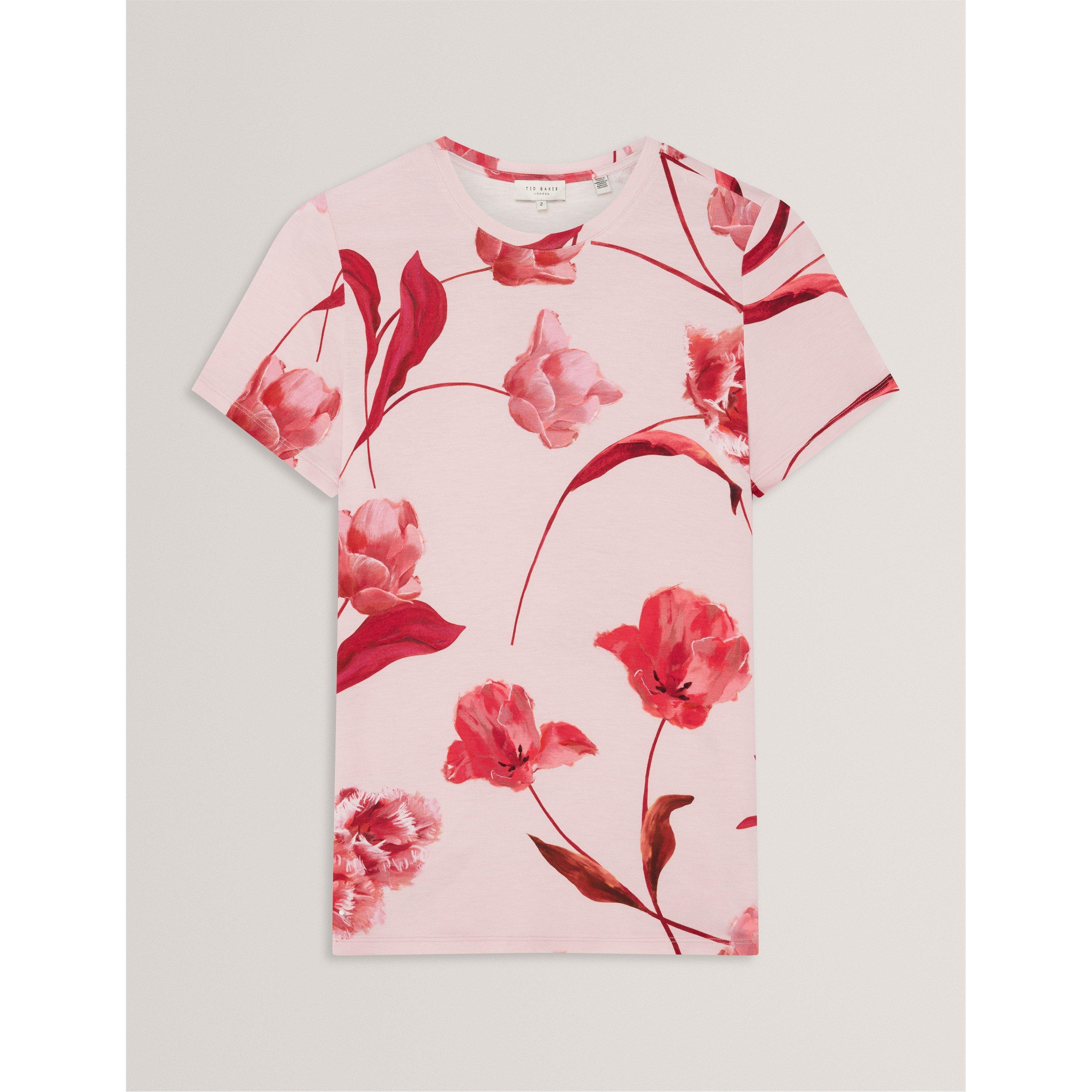 Ted Baker Women's Printed Slim Fit T-Shirt Pink Size 6 (2X) - Image 3