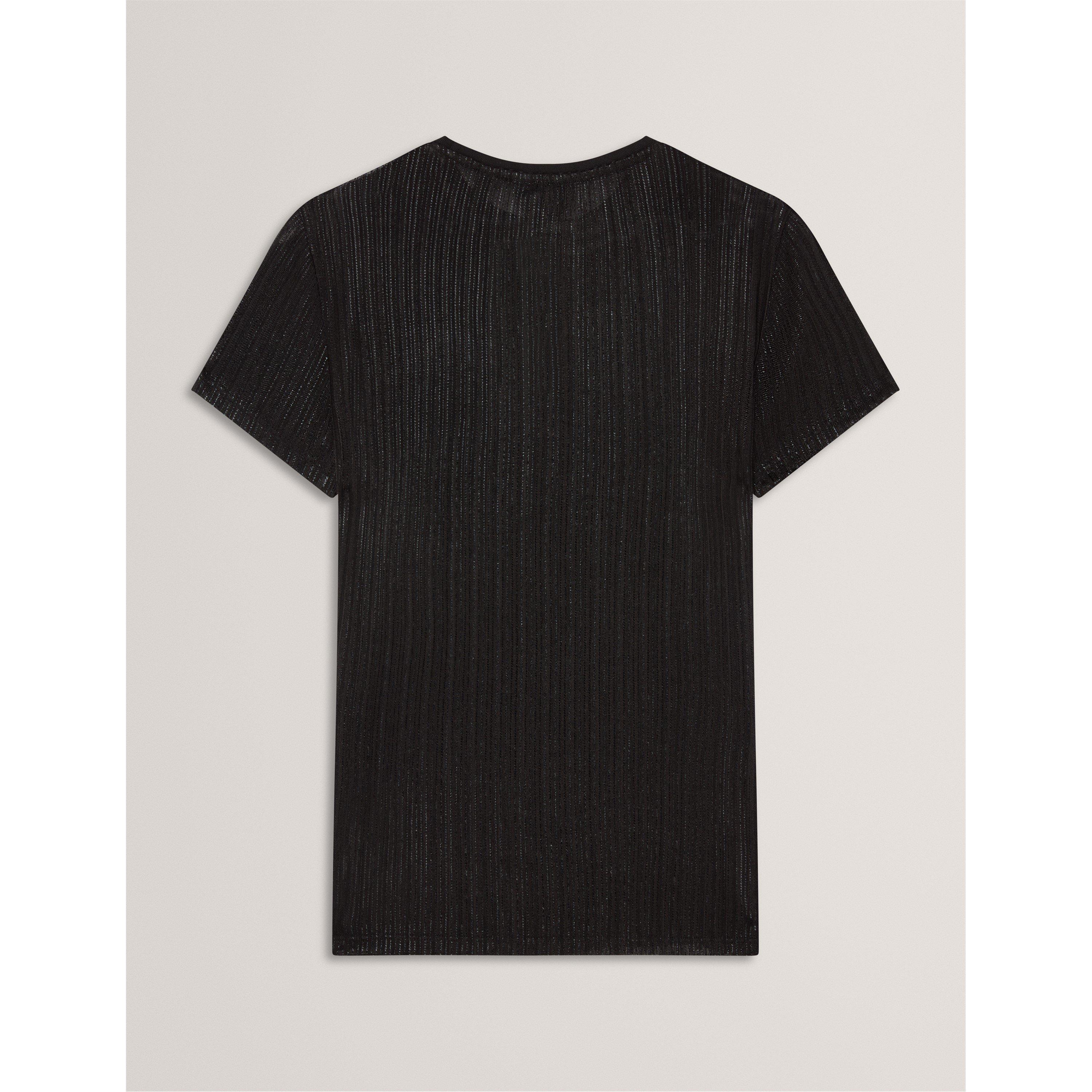 Black - Ted Baker - Women's Metallic Slim Fit T-Shirt - 1