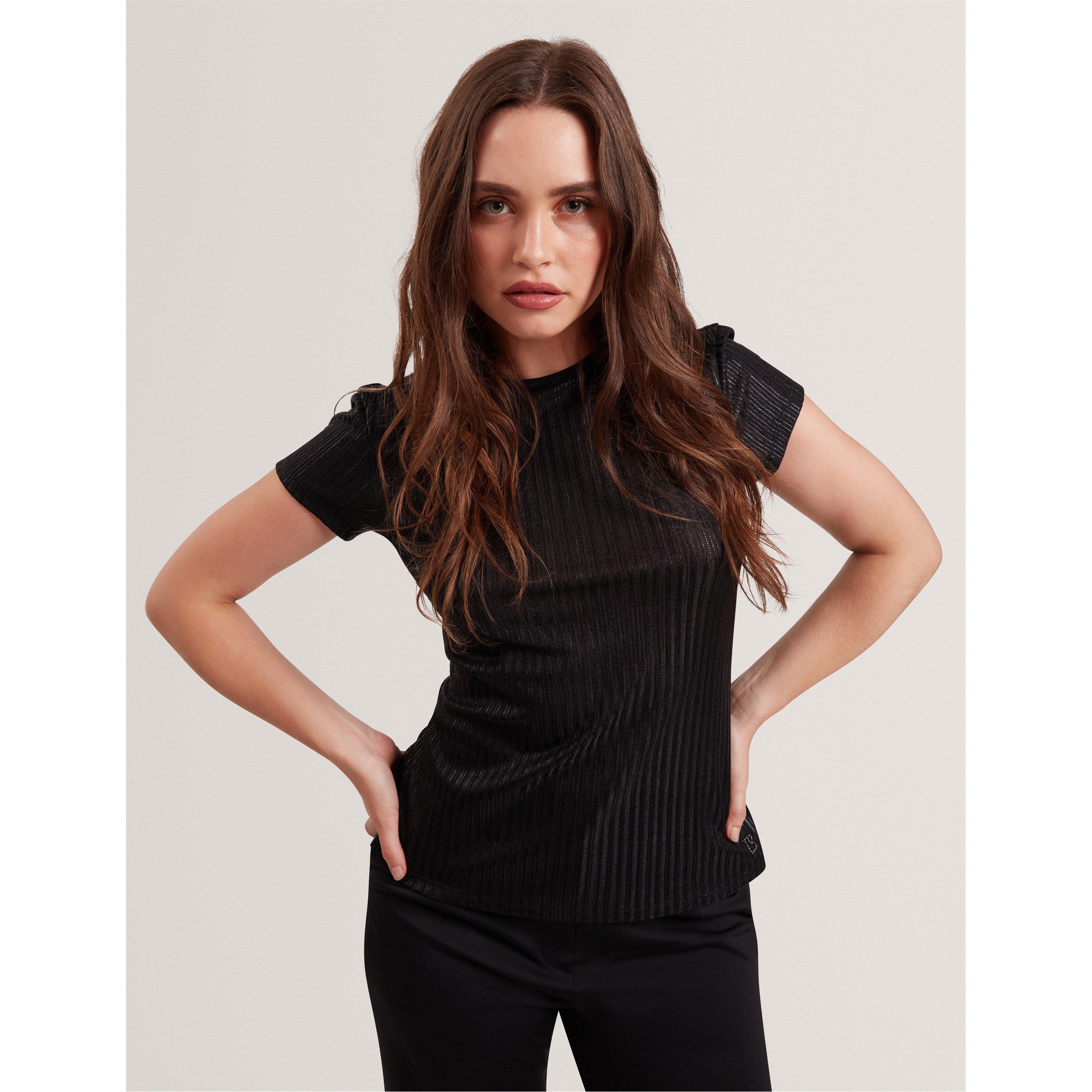 Zwart - Ted Baker - Women's Metallic Slim Fit T-Shirt - 2