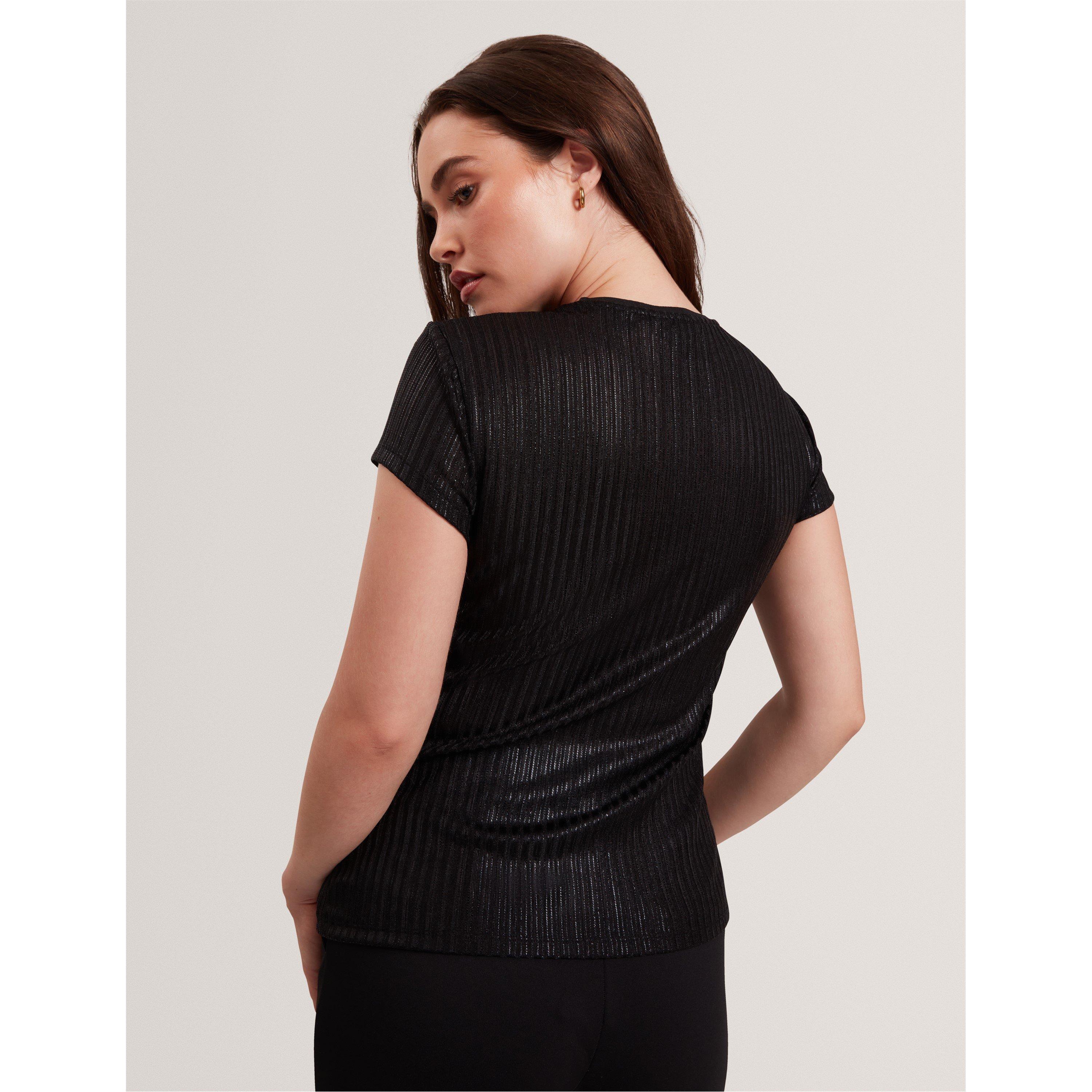 Zwart - Ted Baker - Women's Metallic Slim Fit T-Shirt - 3