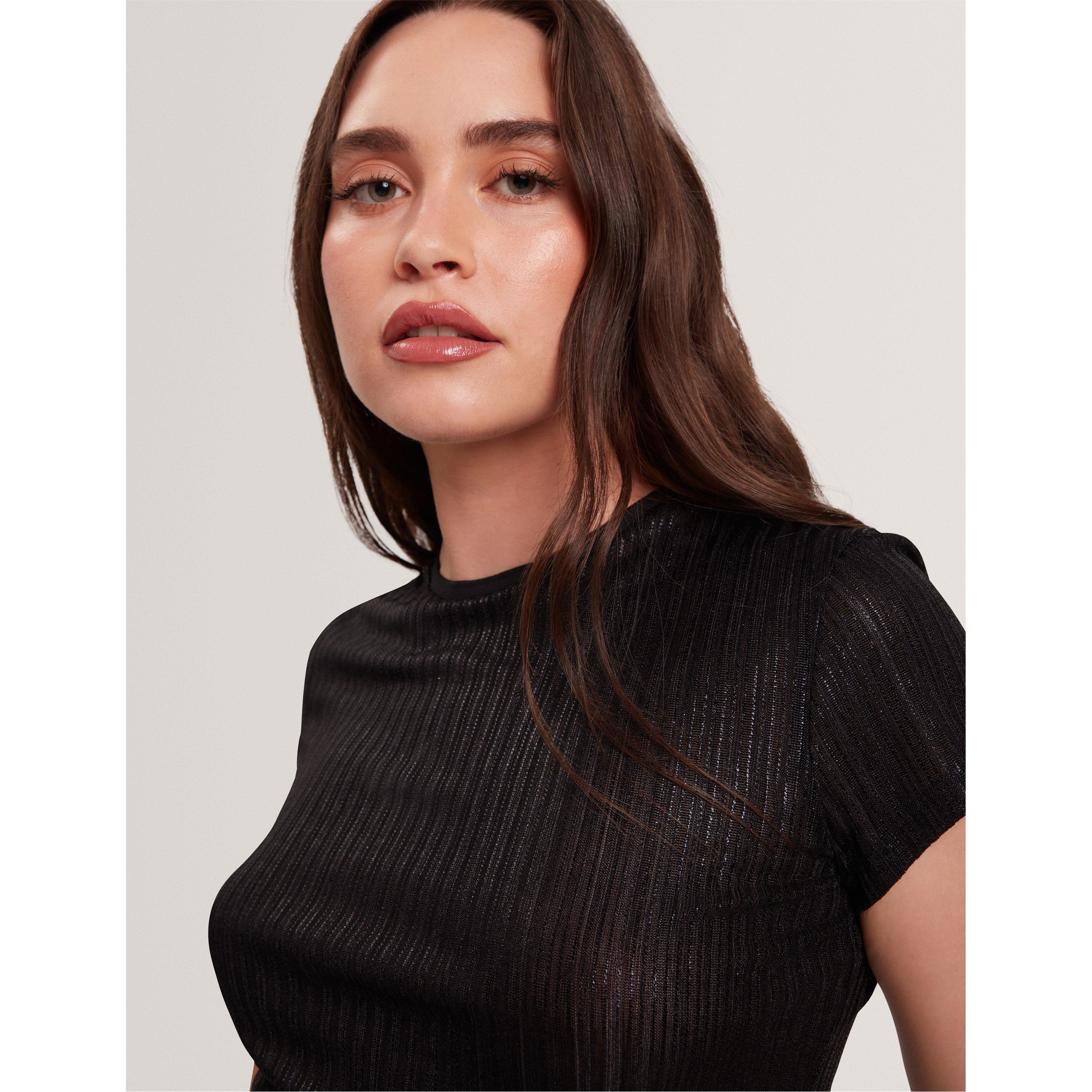 Zwart - Ted Baker - Women's Metallic Slim Fit T-Shirt - 4