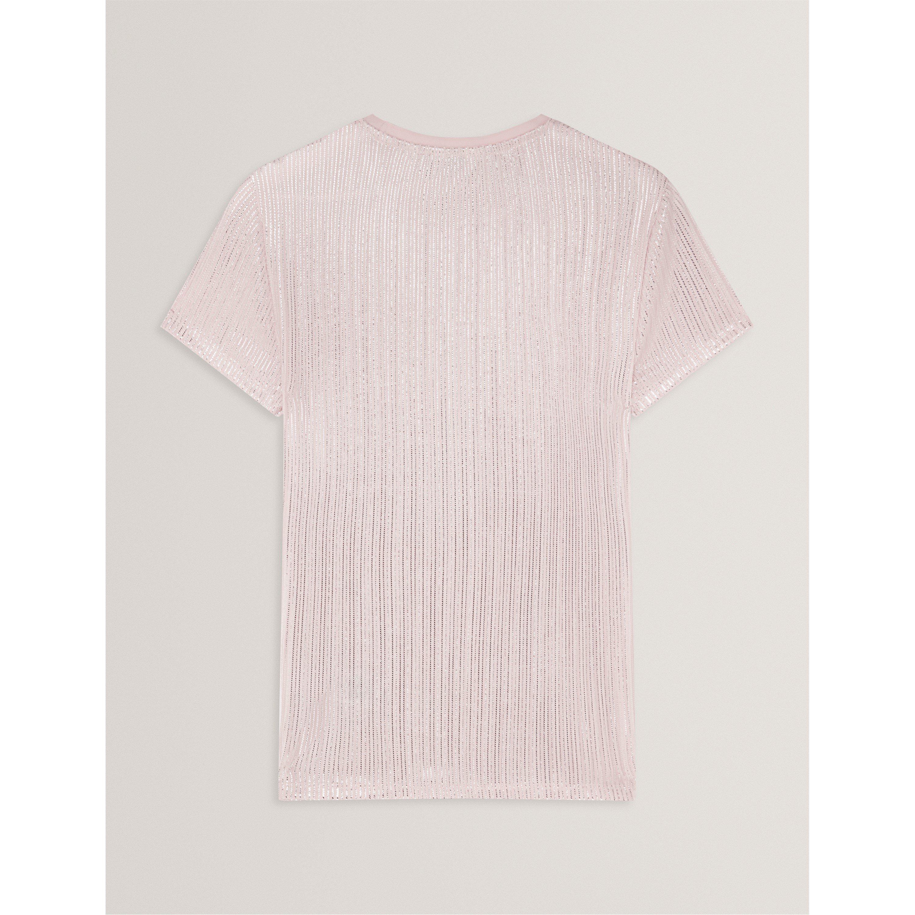 Lt-Pink - Ted Baker - Women's Metallic Slim Fit T-Shirt - 2