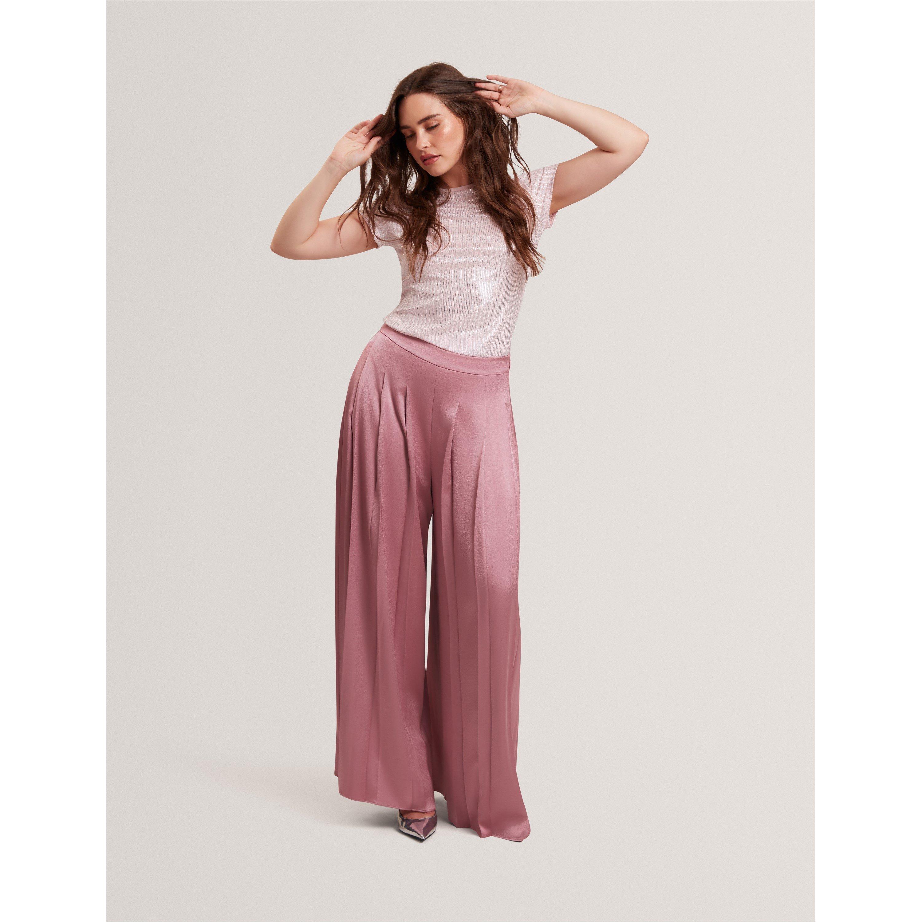 Lt-Pink - Ted Baker - Women's Metallic Slim Fit T-Shirt - 6