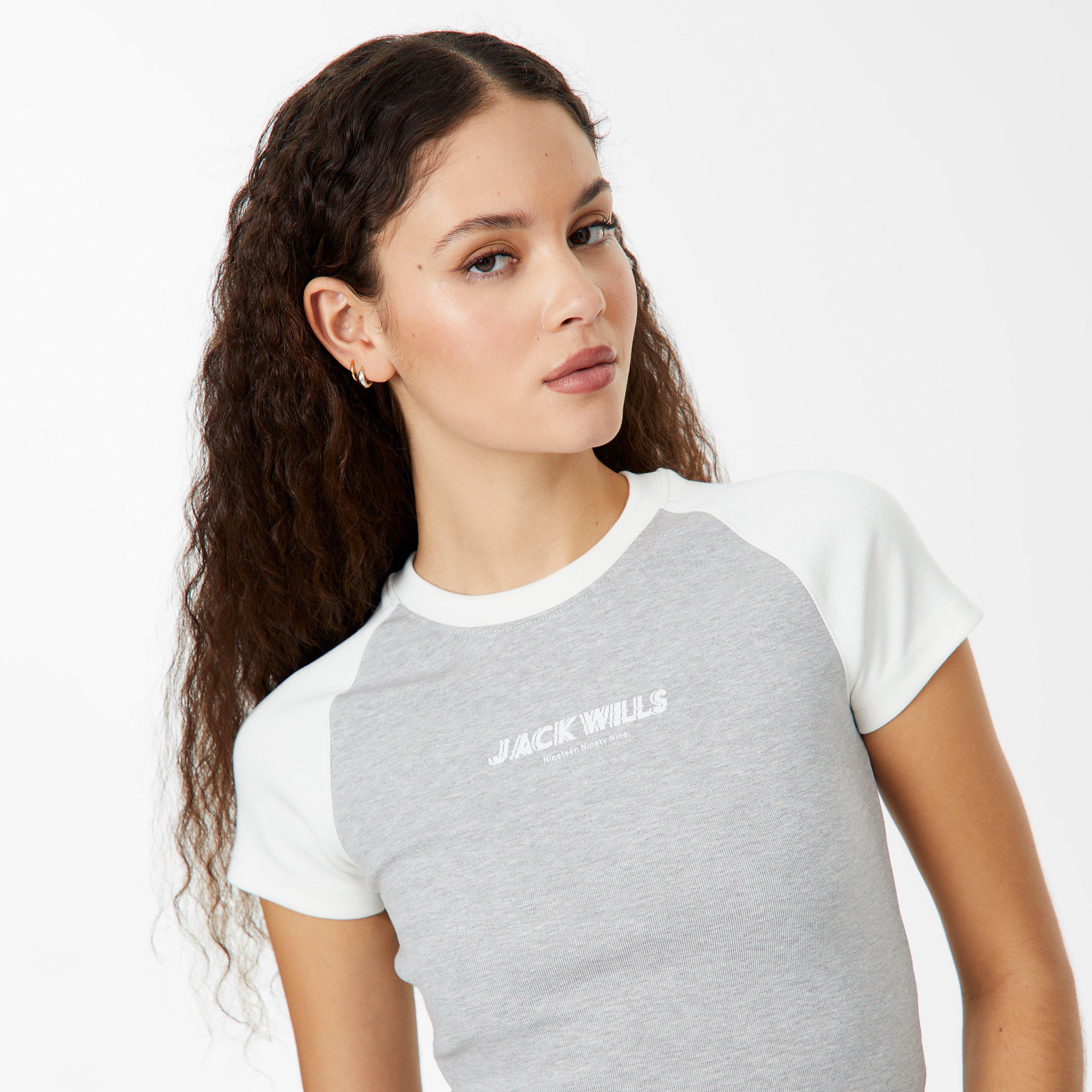 Grau/Weiß - Jack Wills - Contrast Baby Tee - 3