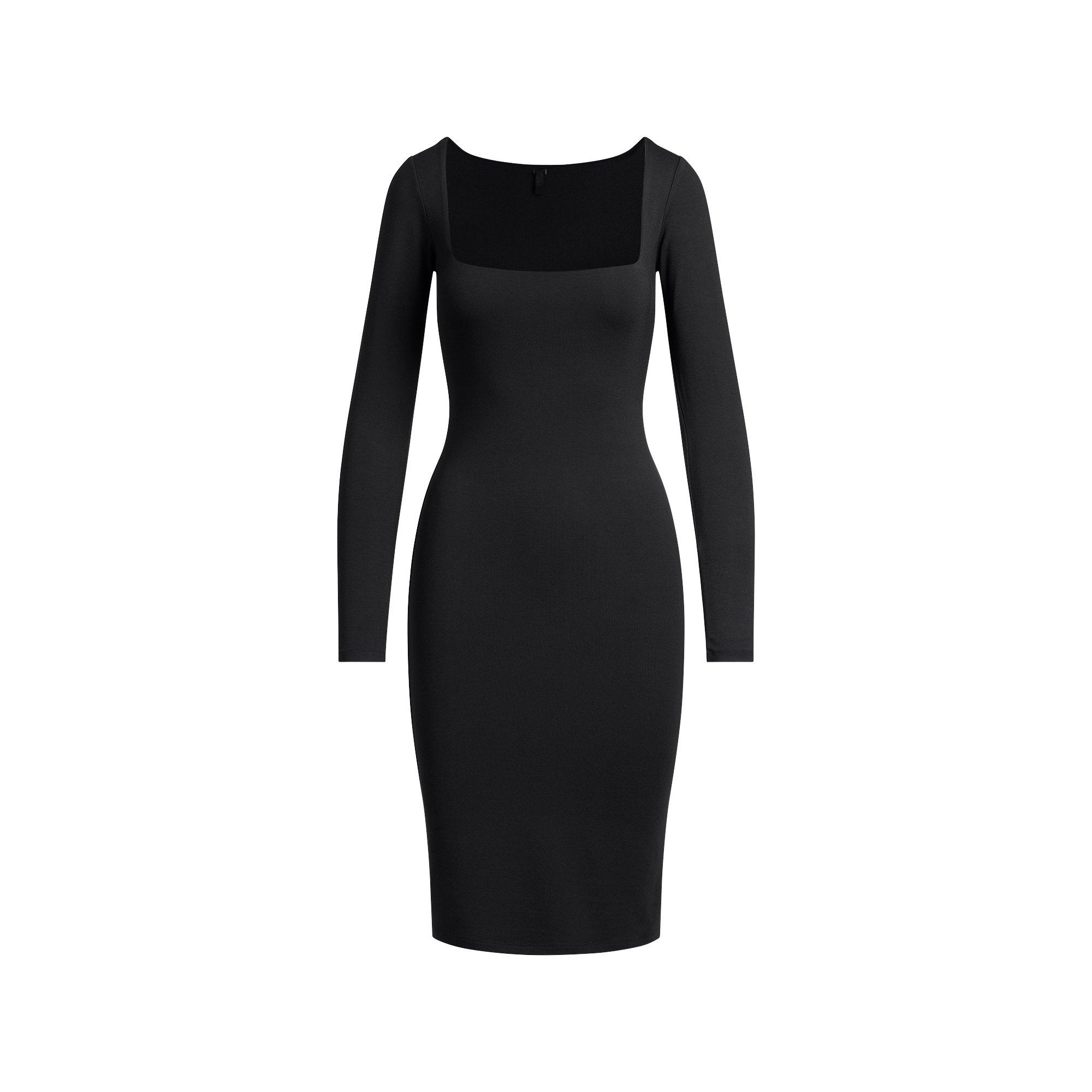 SKIMS Women's Smooth Layers Square Neck Long Sleeve Midi Dress | Flannels