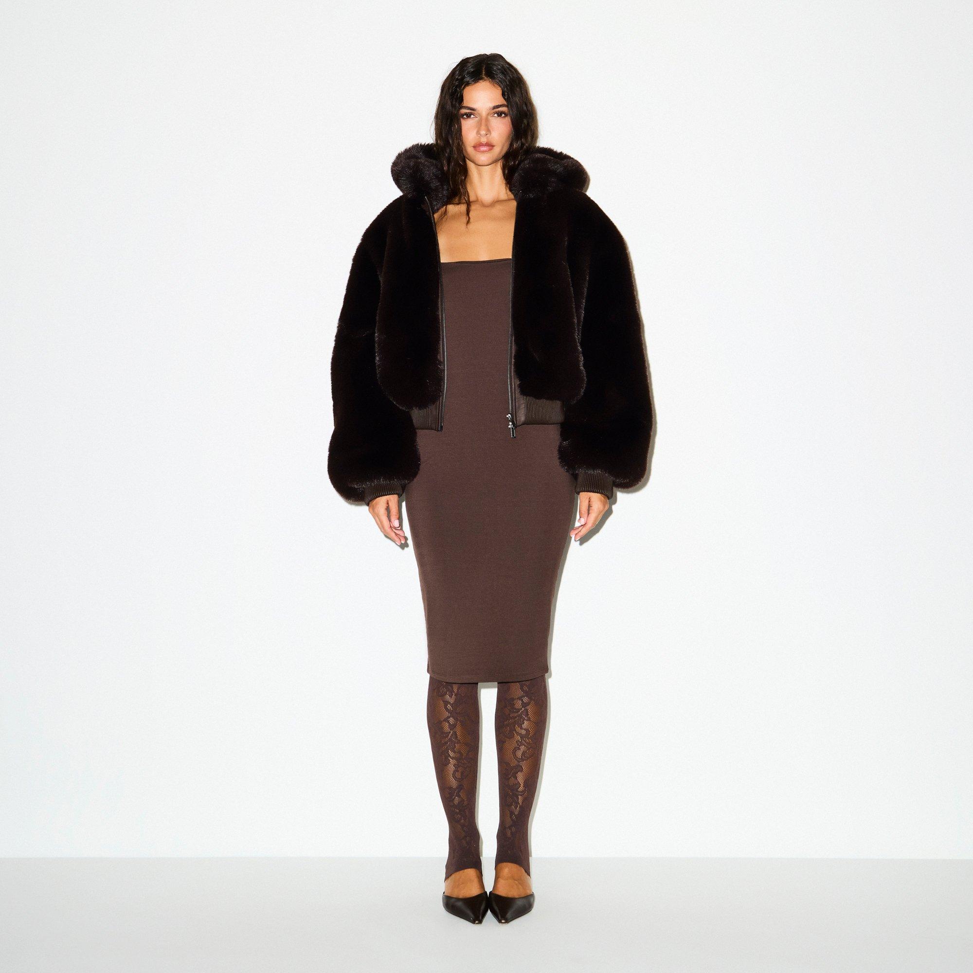 Espresso - SKIMS - Women’s Smooth Layers Square Neck Long Sleeve Midi Dress - 7