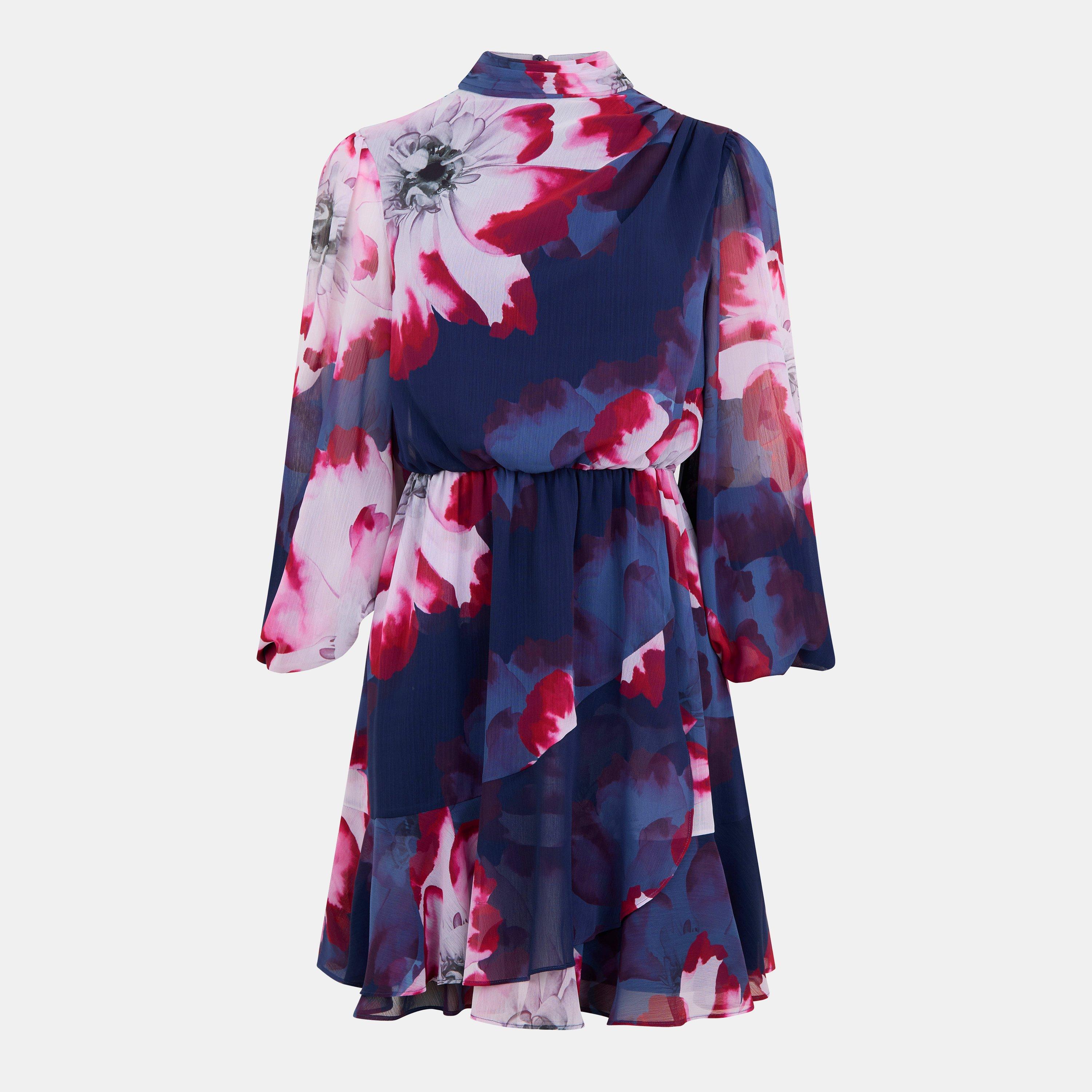 Navy - Ted Baker - Floral Crew Mini Dress - 1