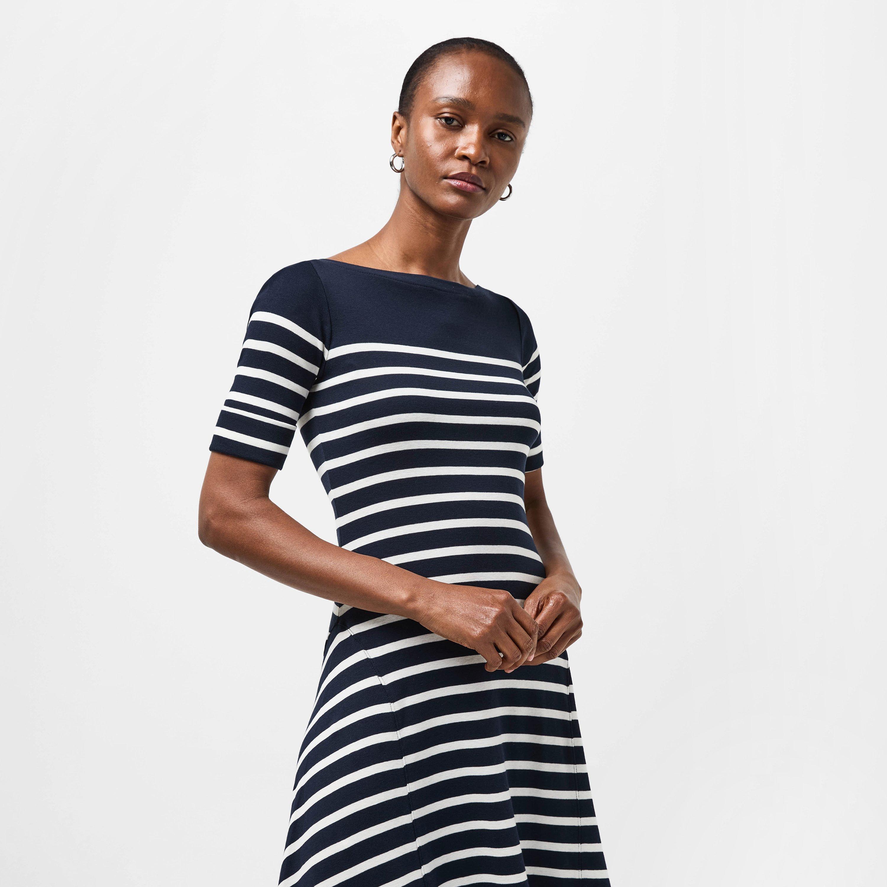 Navy/Masc Crm - Lauren by Ralph Lauren - Women's Munzie Real Leather A Line Dress - 3