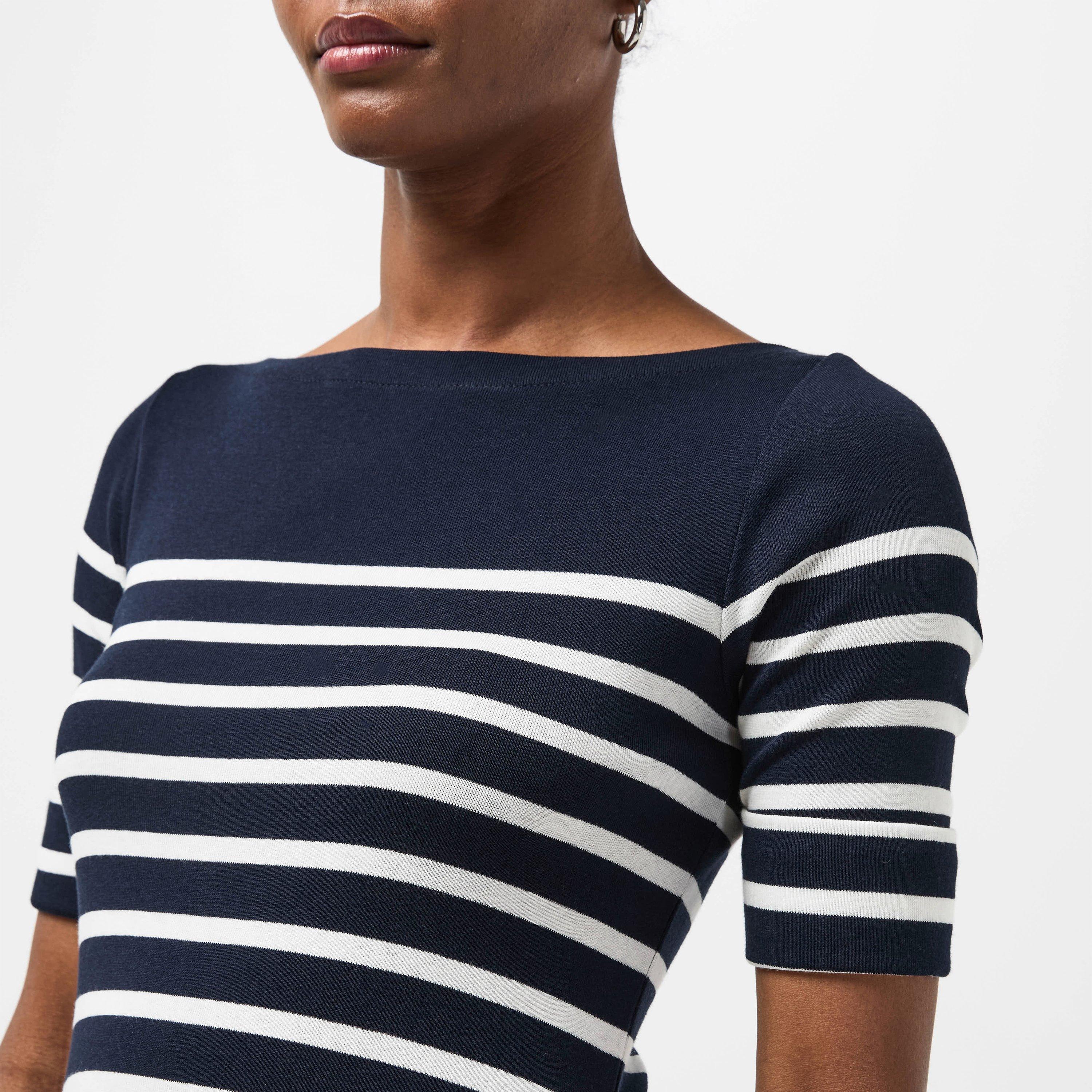 Navy/Masc Crm - Lauren by Ralph Lauren - Women's Munzie Real Leather A Line Dress - 5